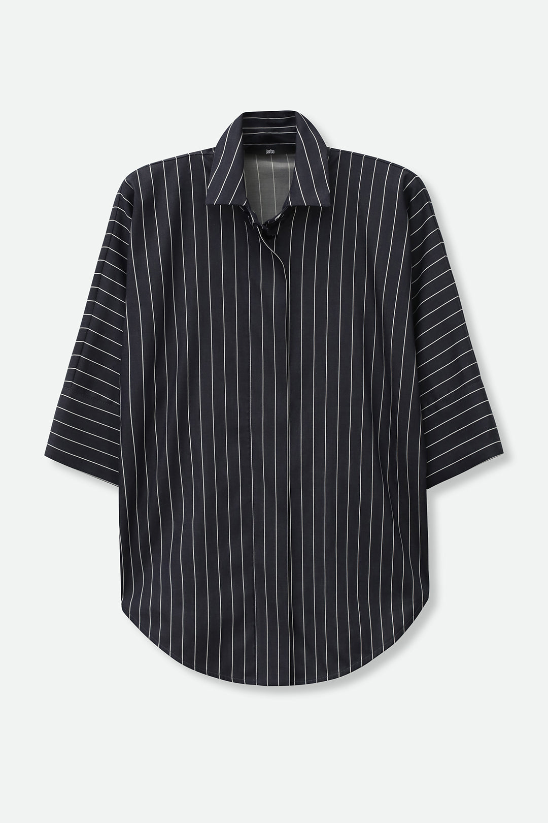SAHANA DOLMAN IN ITALIAN COTTON CHARCOAL STRIPE JACQUARD