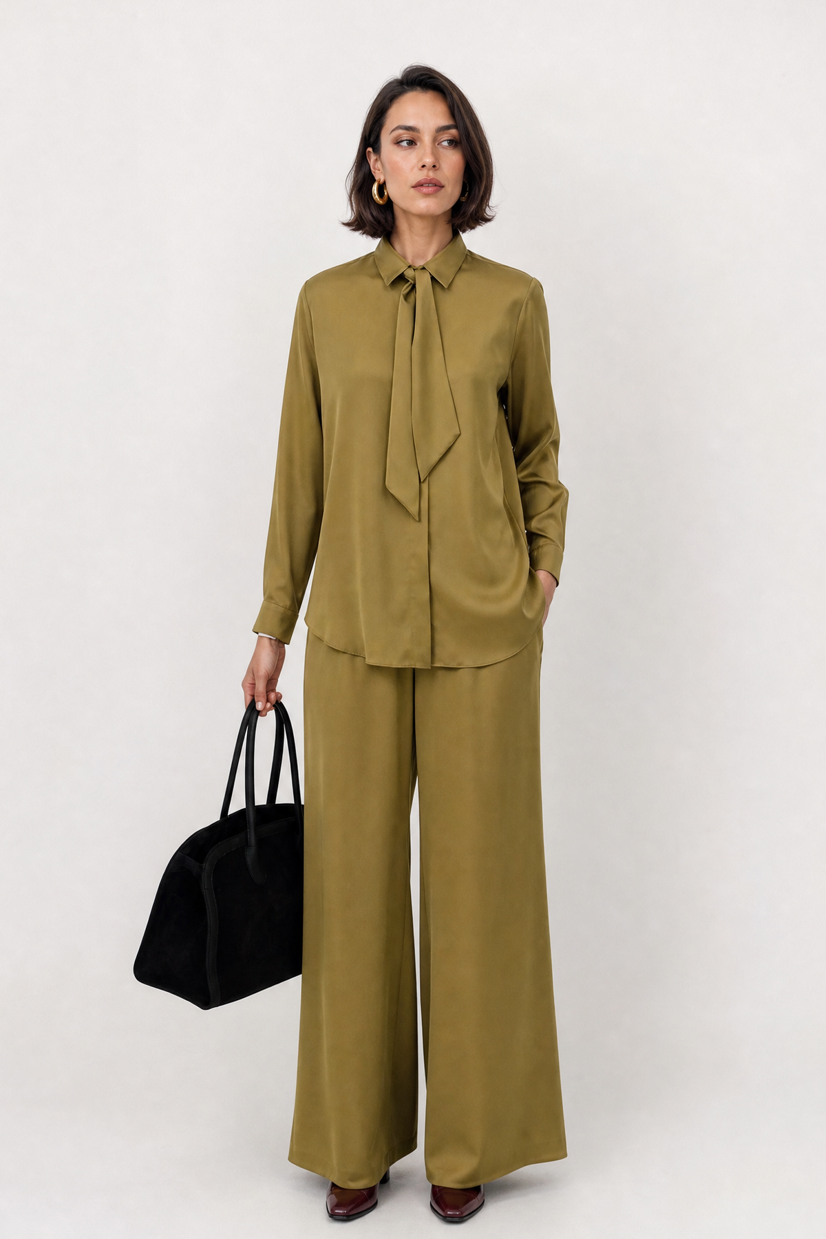 SAINT SHIRT WITH TIE IN SILK CHARMEUSE