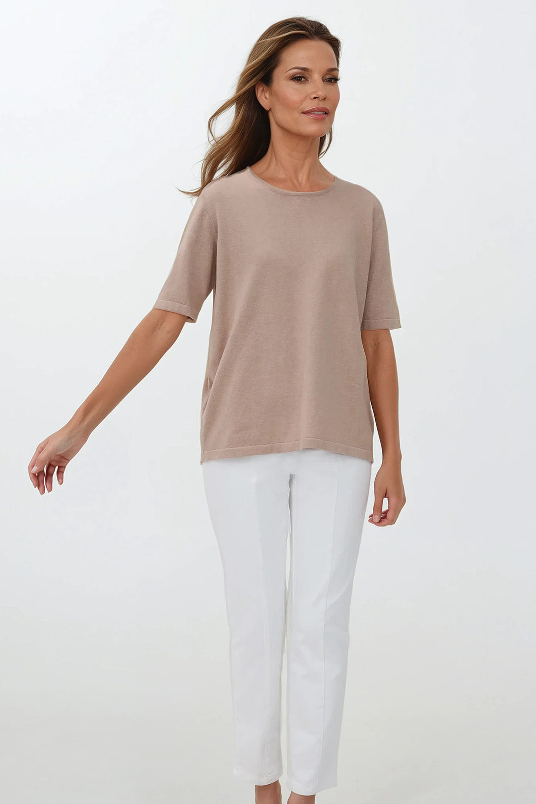 SAMI ELBOW SLEEVE TEE IN PIMA COTTON KNIT