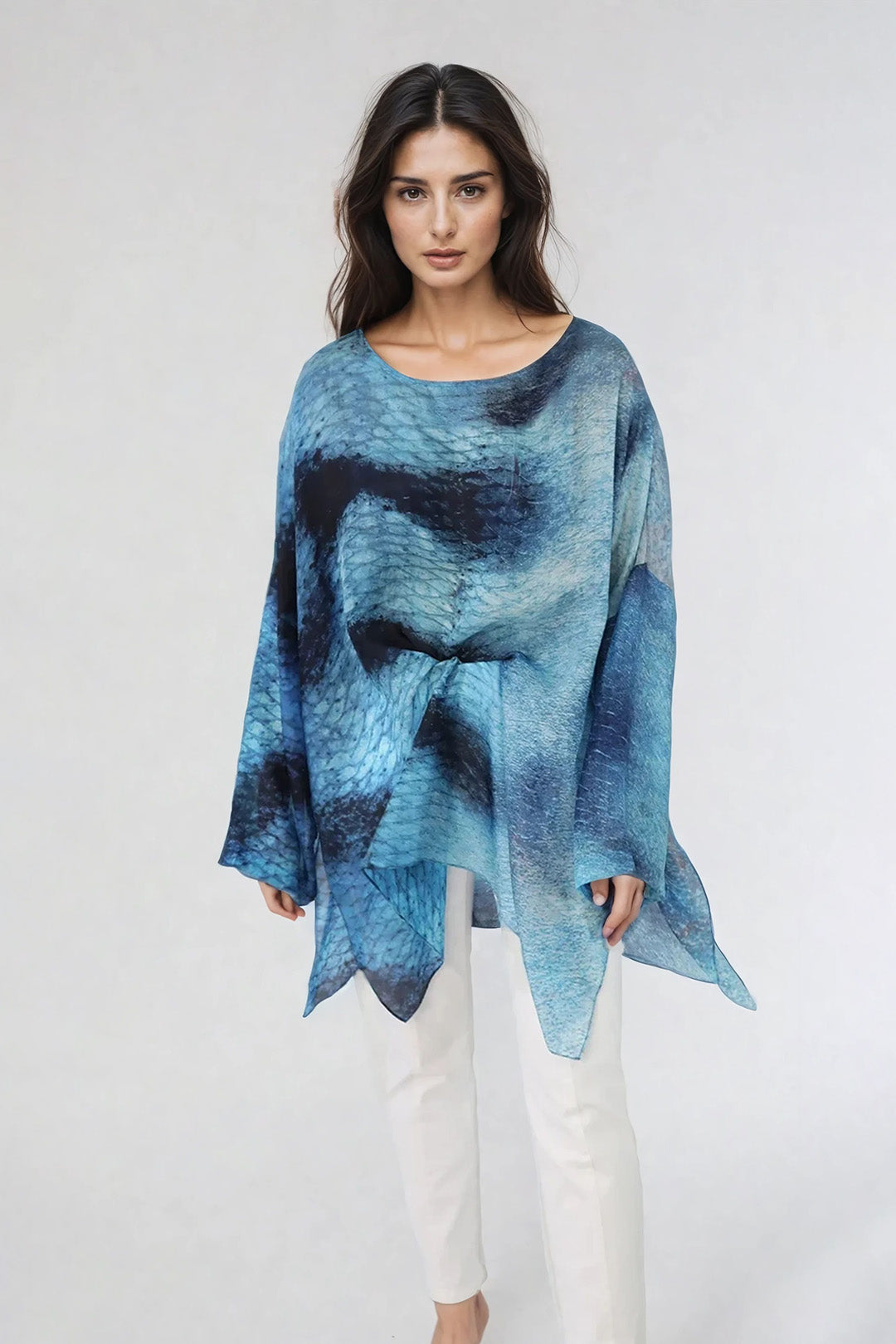 SAMIRA ONE-SIZE TUNIC IN LIGHTWEIGHT PRINTED SILK VOILE SEASIDE