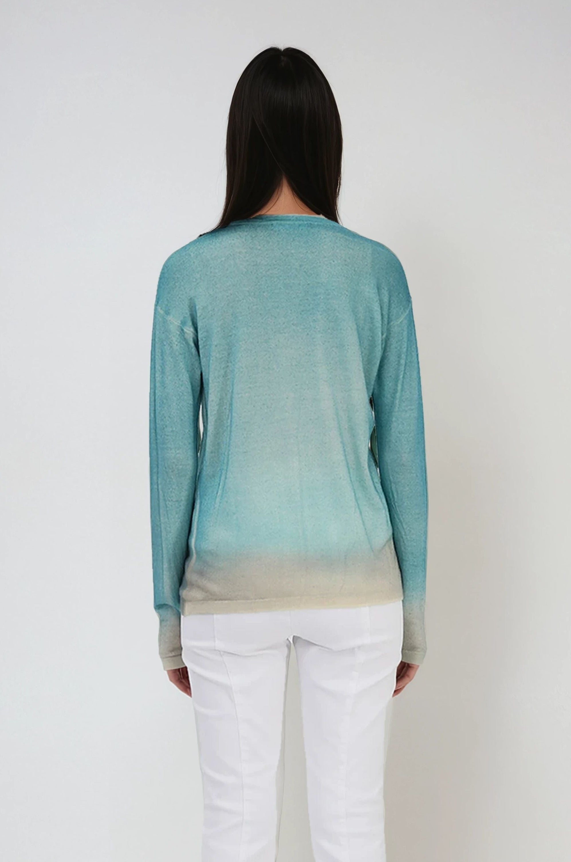 SHILOH CREW IN HAND-DYED CASHMERE SEAFOAM