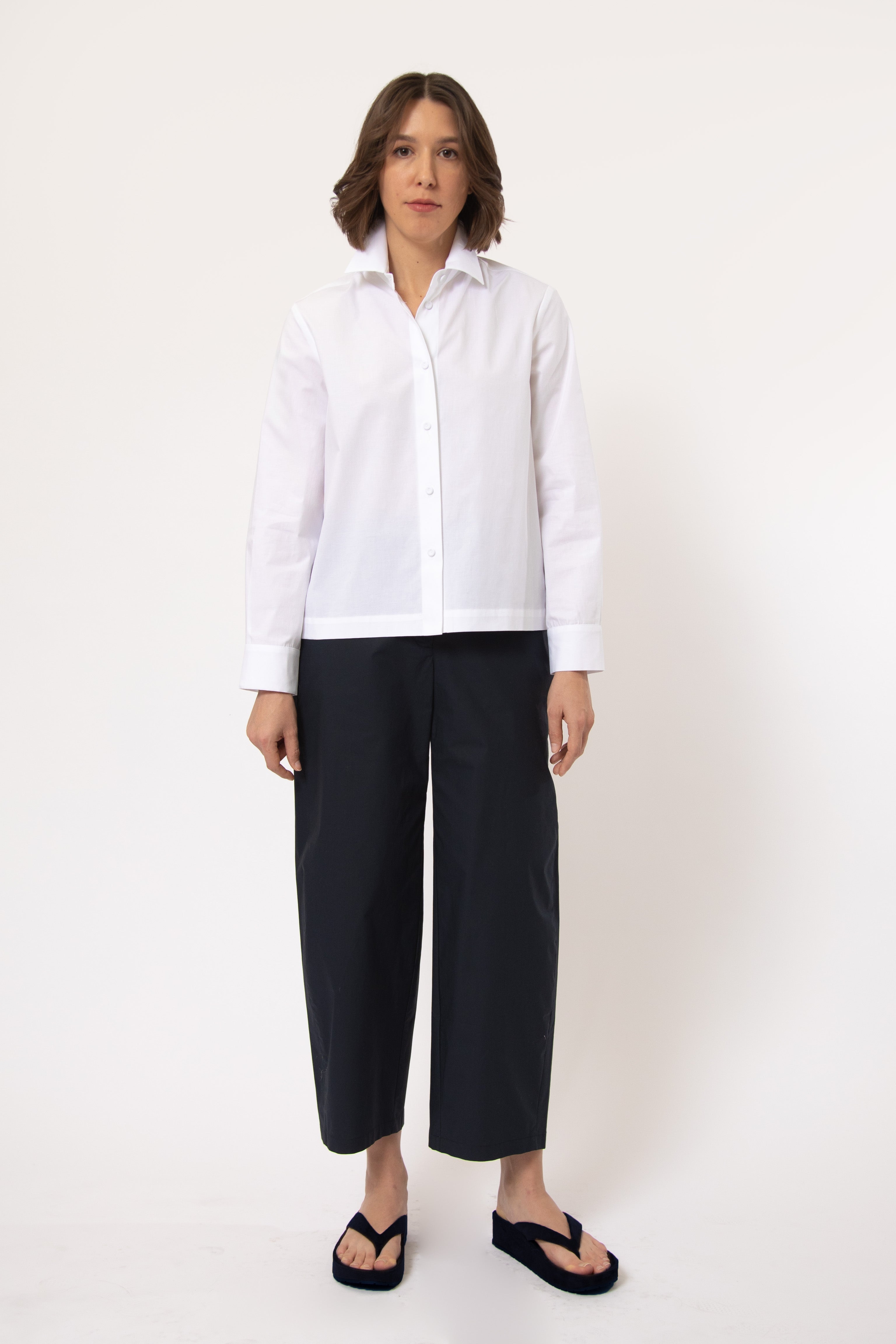 SIGNE BACK PLEATED SHIRT IN ITALIAN COTTON POPLIN STRETCH