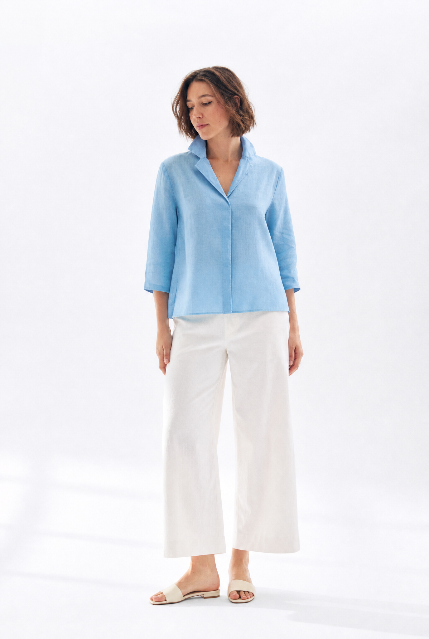 SORELLA SHIRT IN ITALIAN LINEN STRETCH