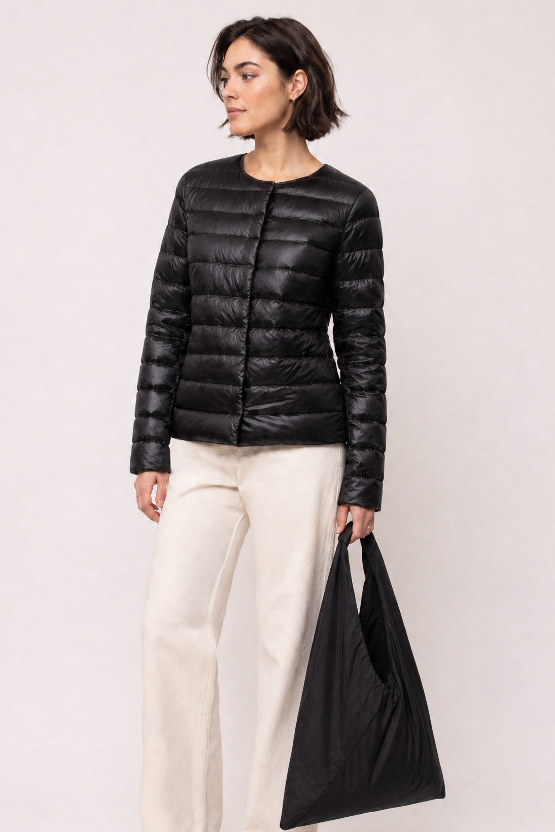 THE GALLERY TOTE QUILTED WITH LEATHER DETAIL