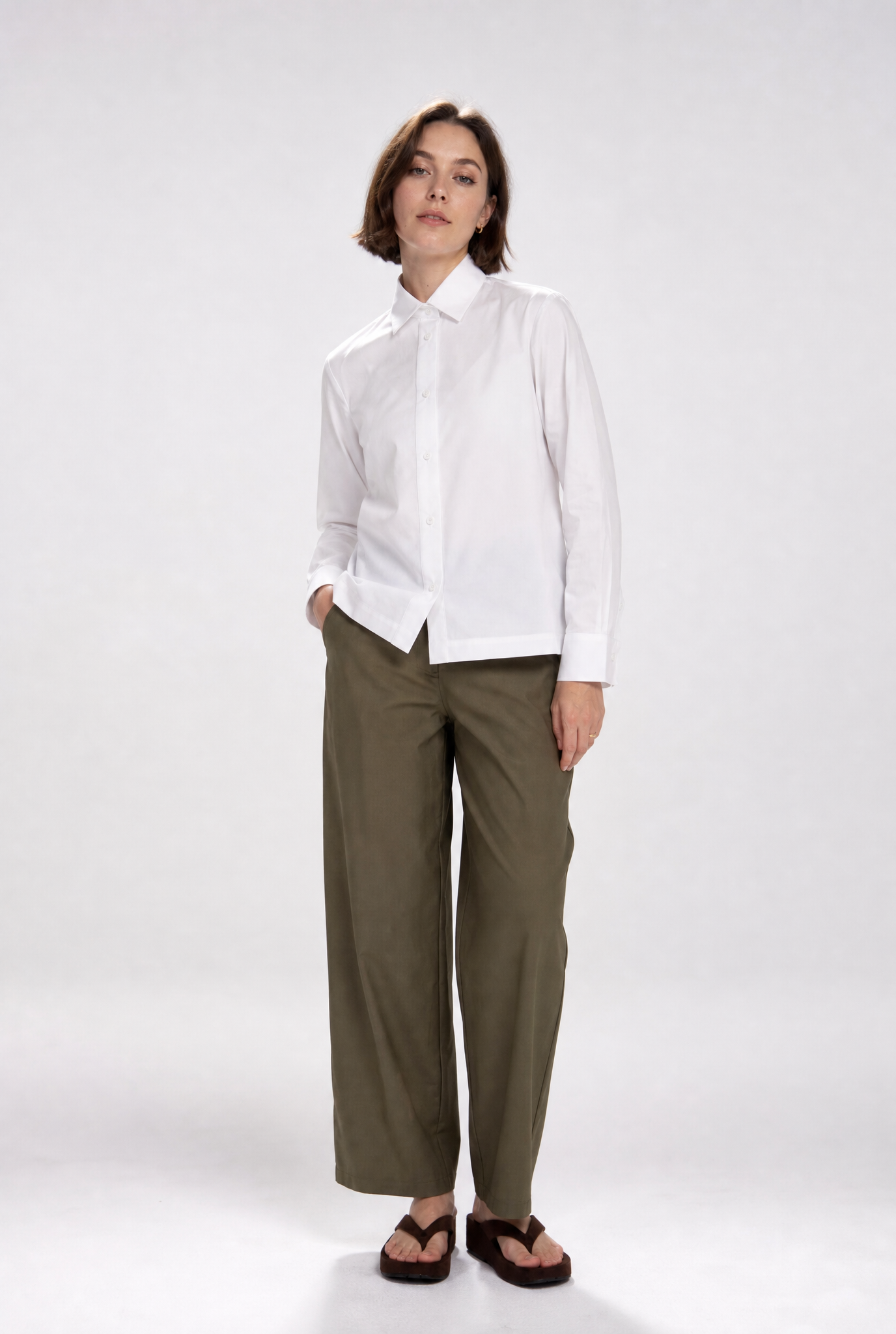 SIGNE BACK PLEATED SHIRT IN ITALIAN COTTON POPLIN STRETCH