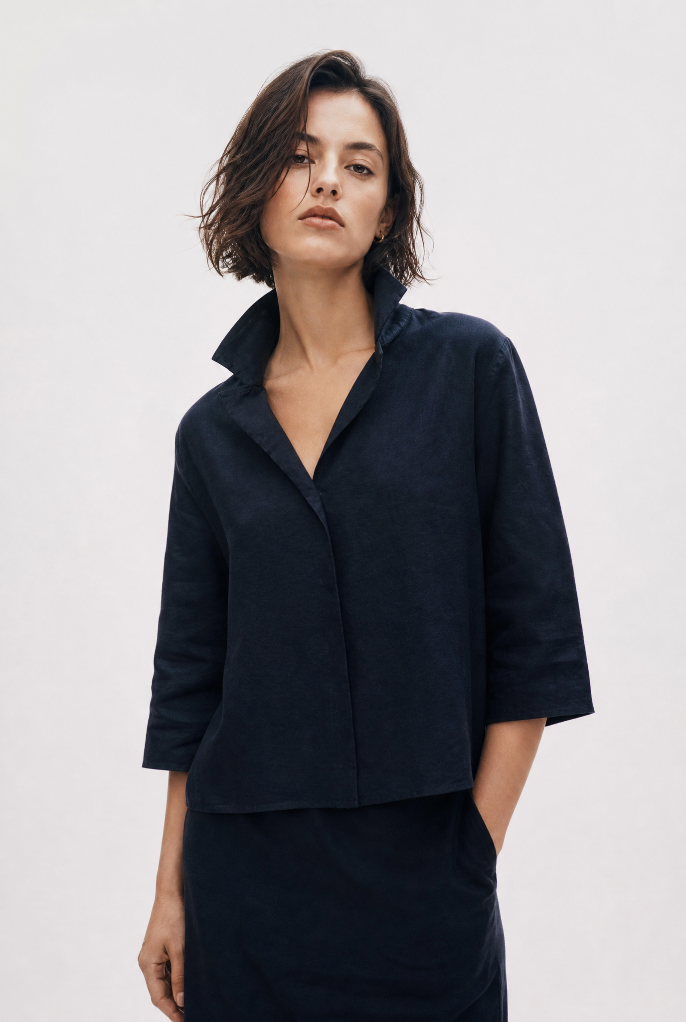 SORELLA SHIRT IN ITALIAN LINEN STRETCH