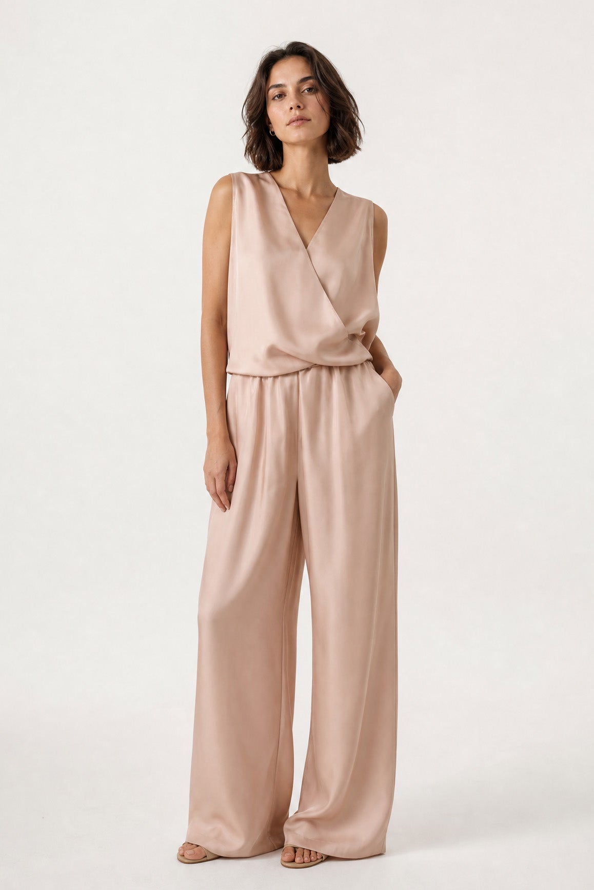 TARA SILK TWILL TWIST TANK TOP