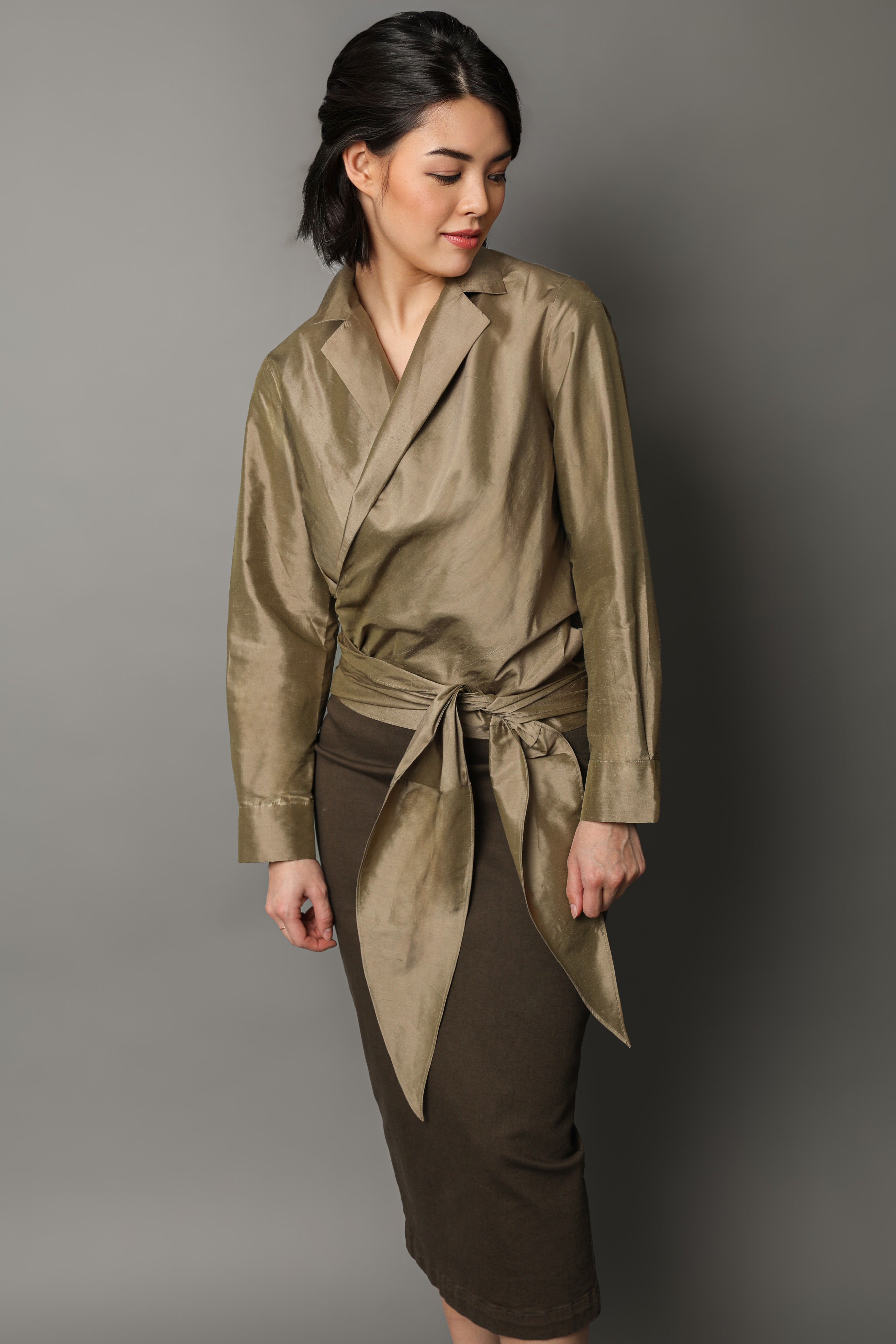 TORINO WRAP SHIRT IN DUPIONI SILK