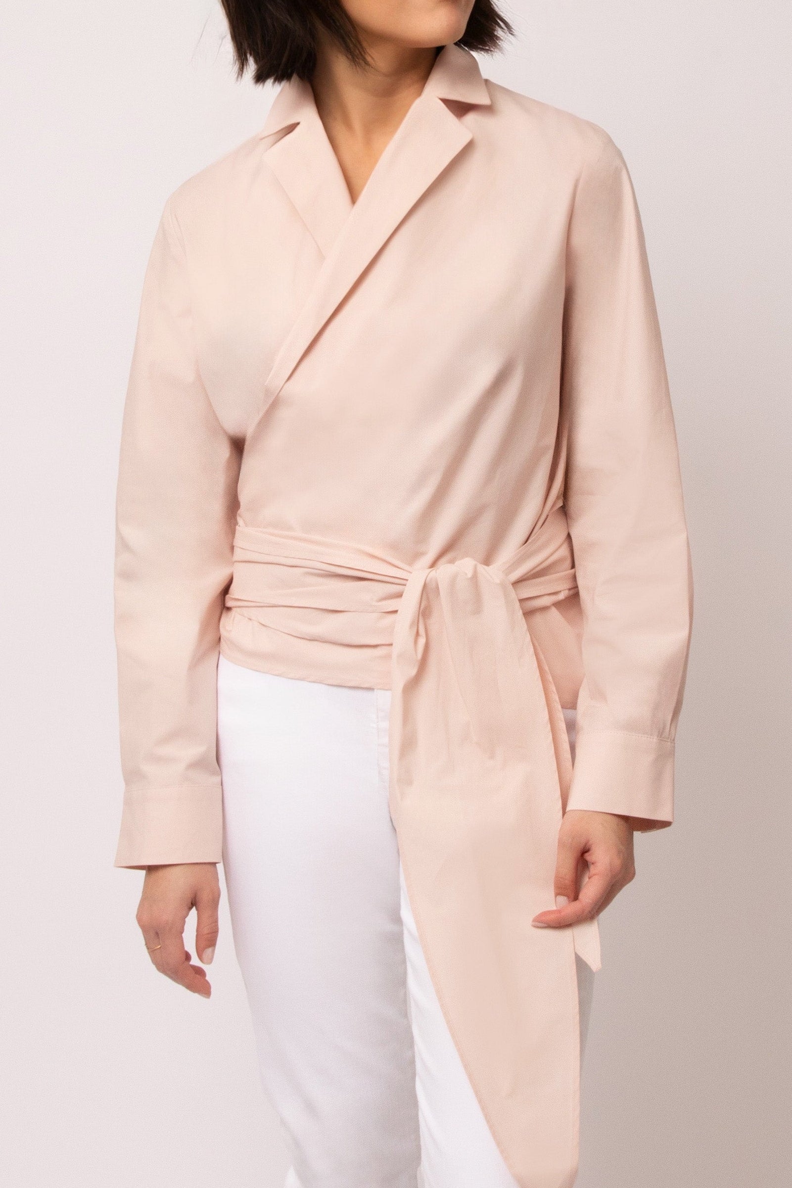 TORINO WRAP SHIRT IN ITALIAN FINE STRETCH COTTON