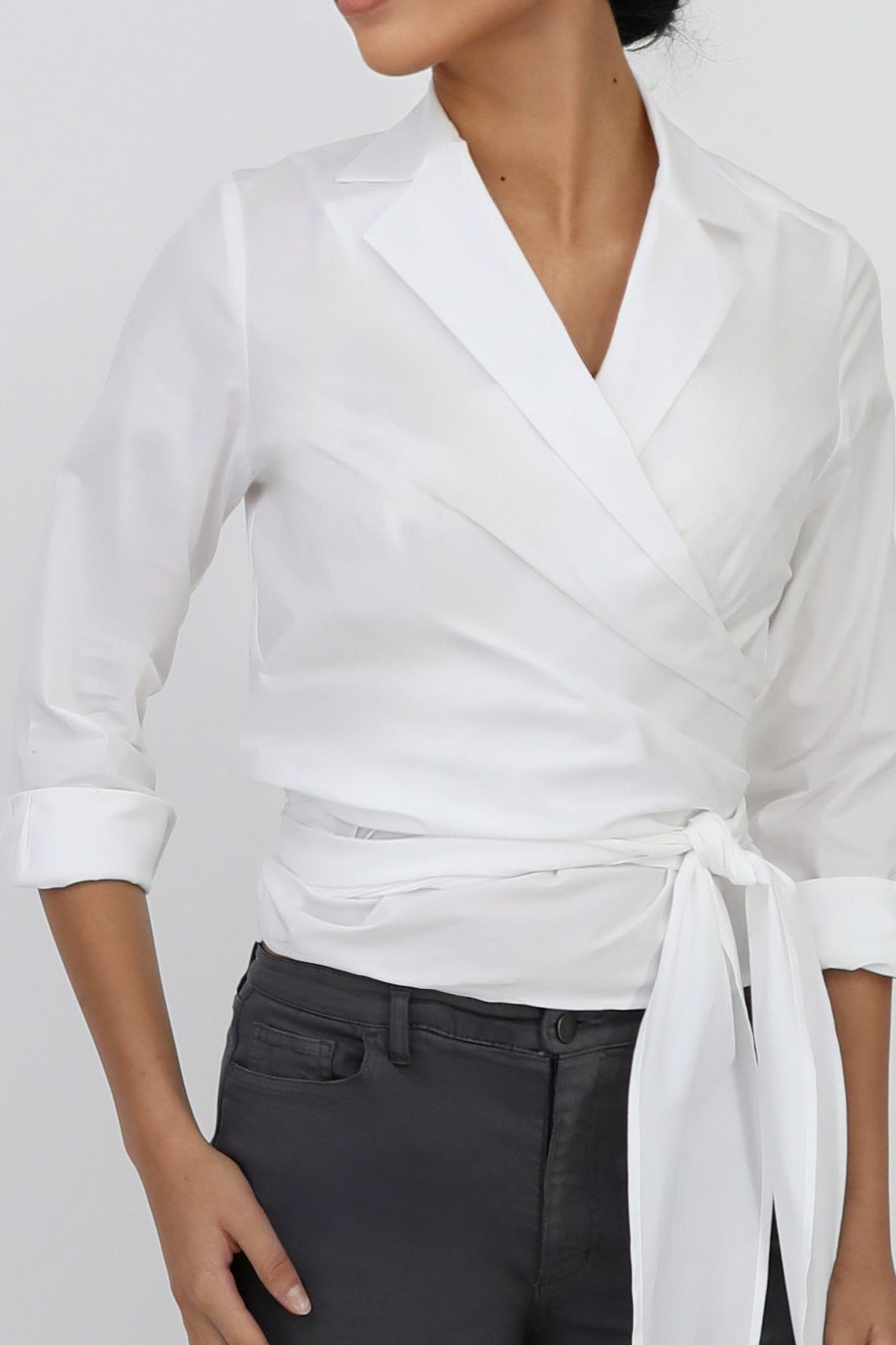 TORINO WRAP SHIRT IN ITALIAN FINE STRETCH COTTON