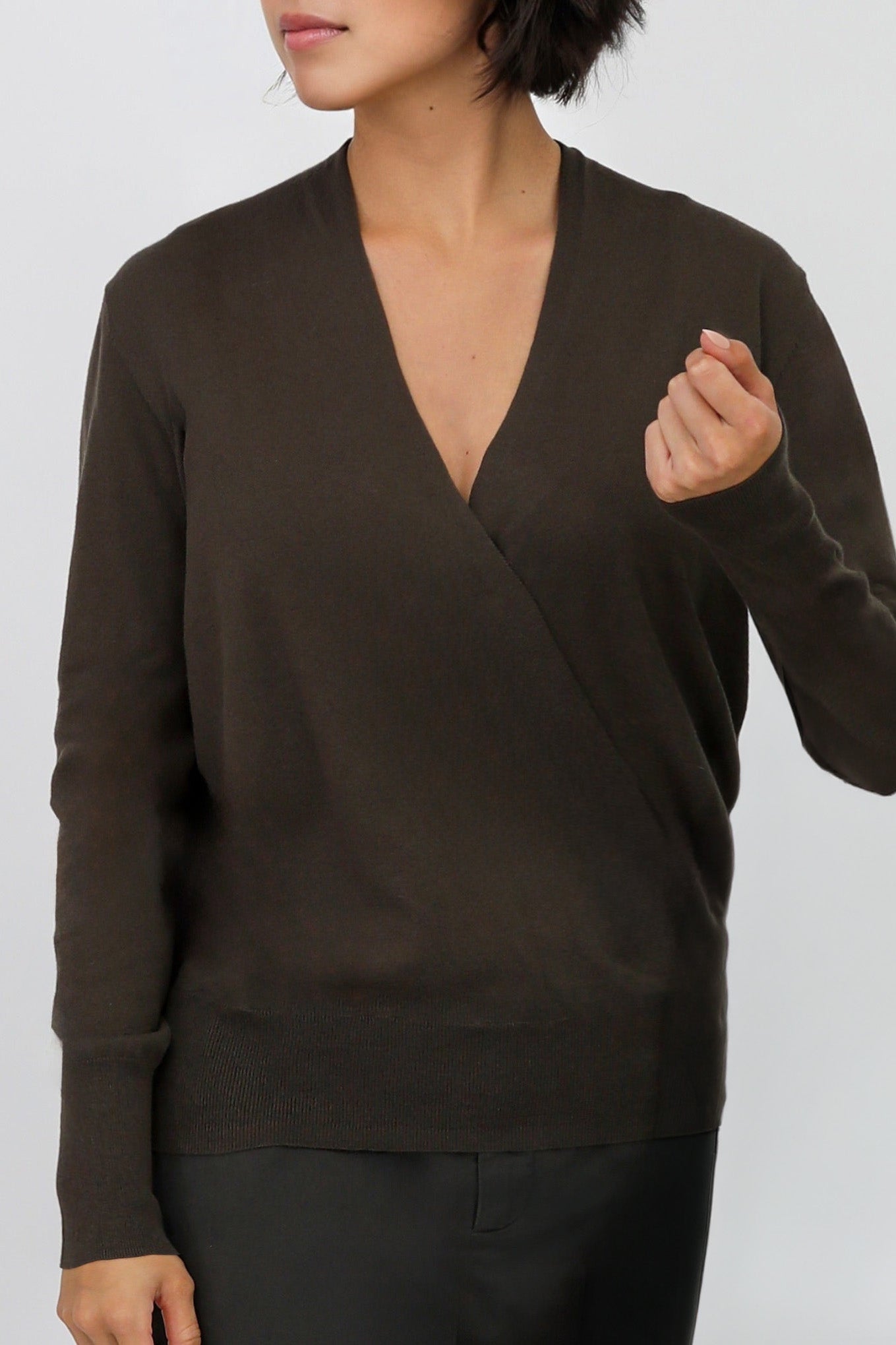 TORY ITALIAN COTTON SURPLICE WRAP TOP