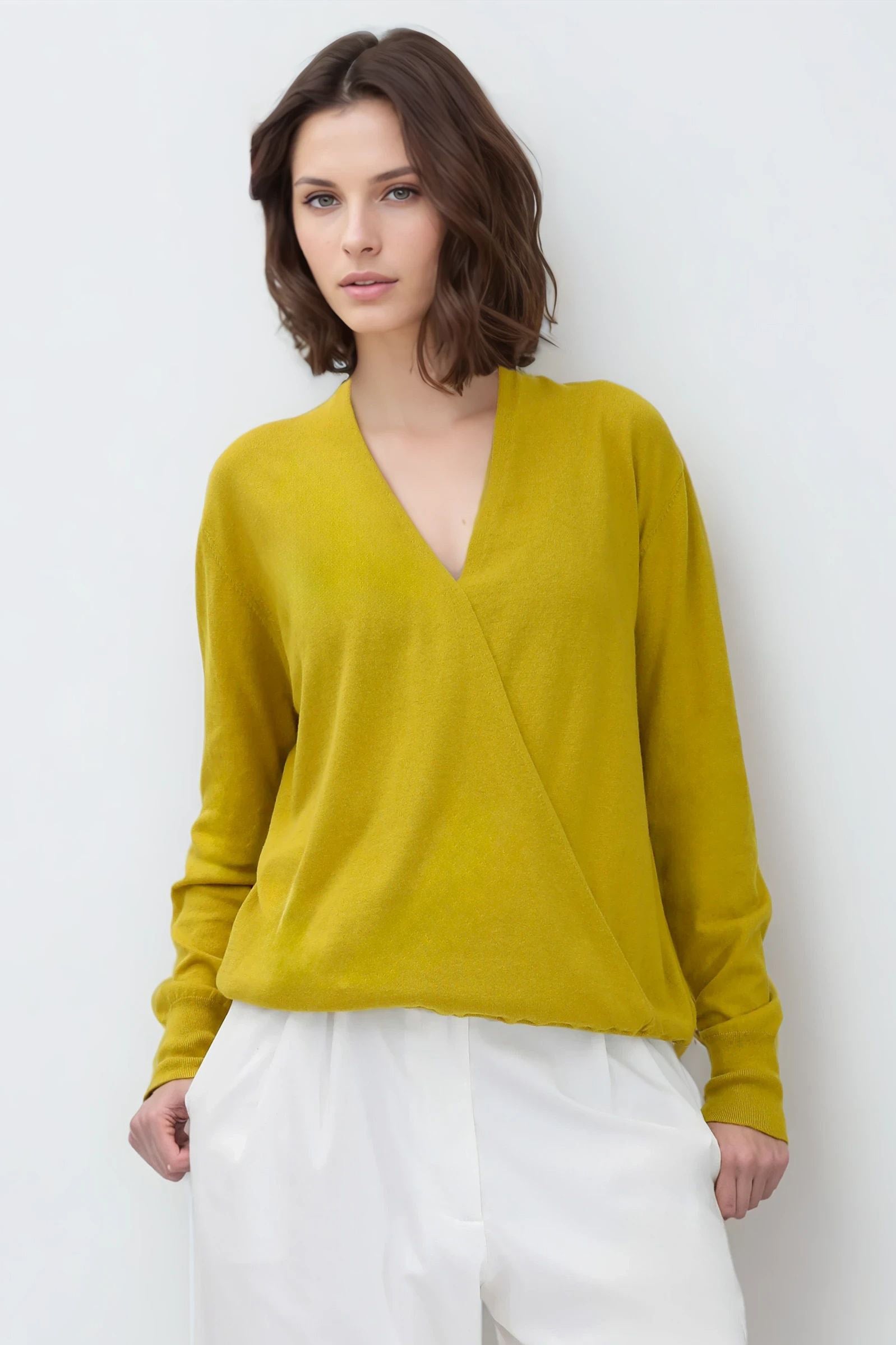 TORY ITALIAN COTTON SURPLICE WRAP TOP
