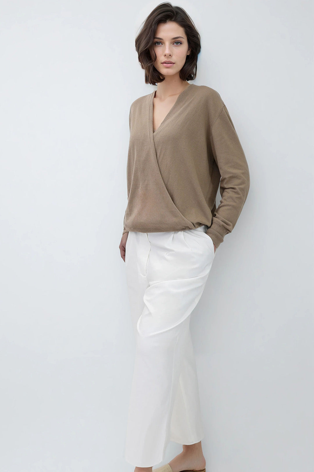 TORY ITALIAN COTTON SURPLICE WRAP TOP