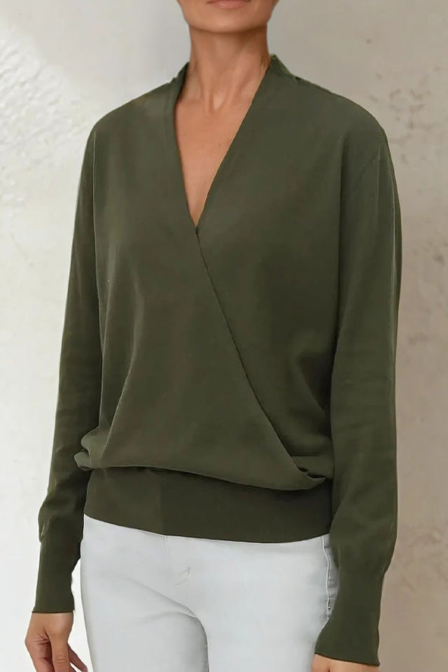 TORY ITALIAN COTTON SURPLICE WRAP TOP