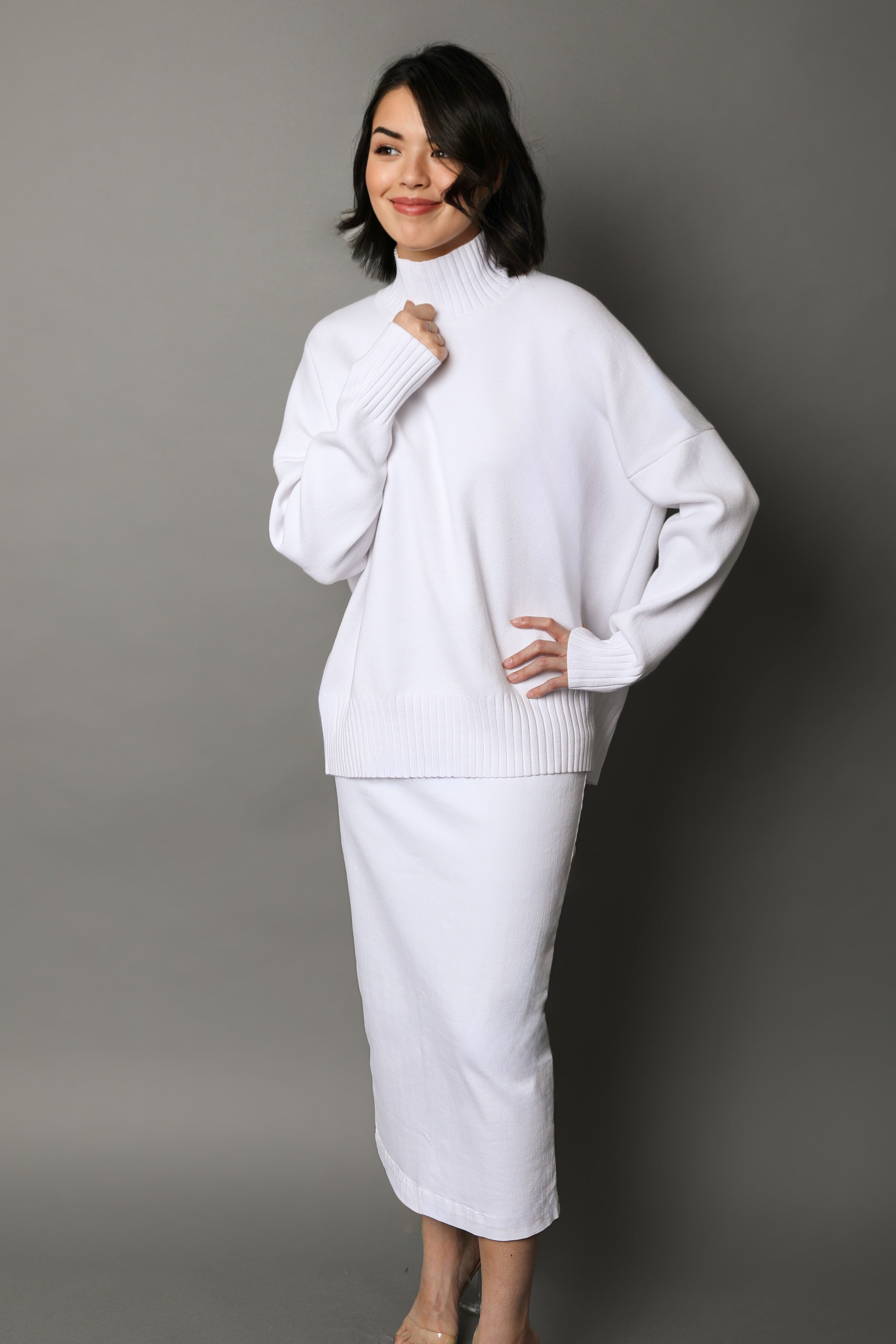 LAUREN SKIRT IN GARMENT-DYED ITALIAN STRETCH DENIM