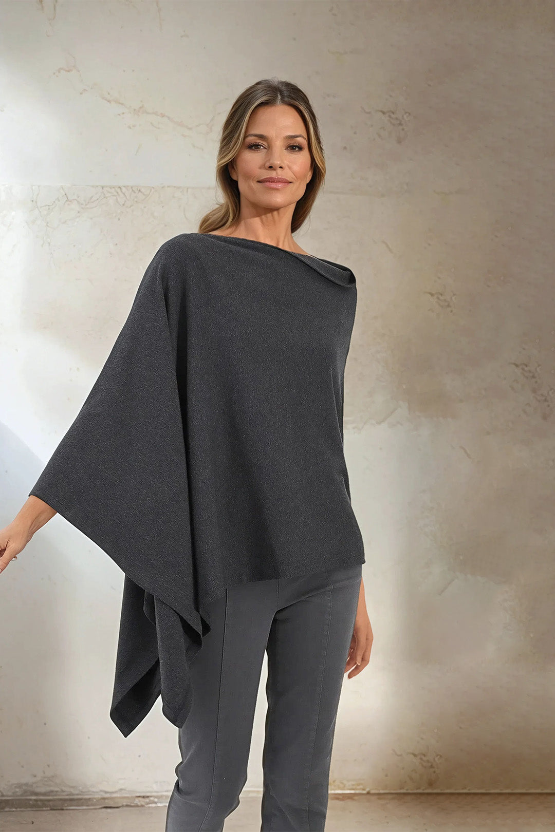 VARA WRAP IN HEATHERED PIMA COTTON STRETCH