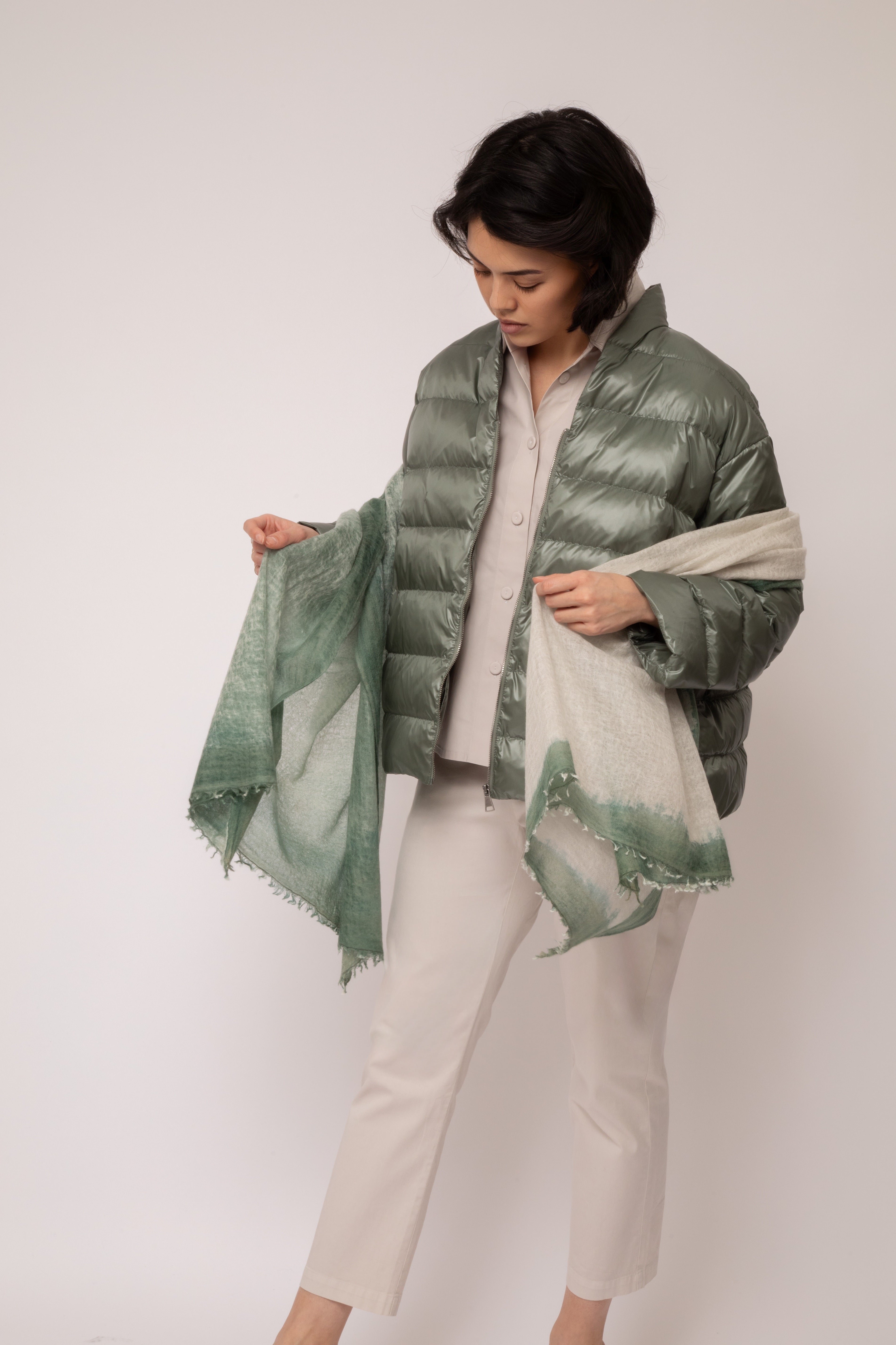 FERN BUFF BEIGE SCARF IN HAND DYED CASHMERE