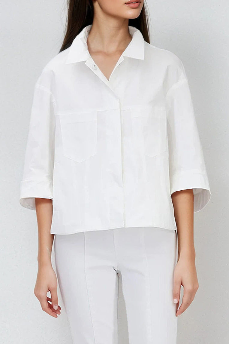 VENETO JACKET IN WHITE ITALIAN FINE STRETCH COTTON