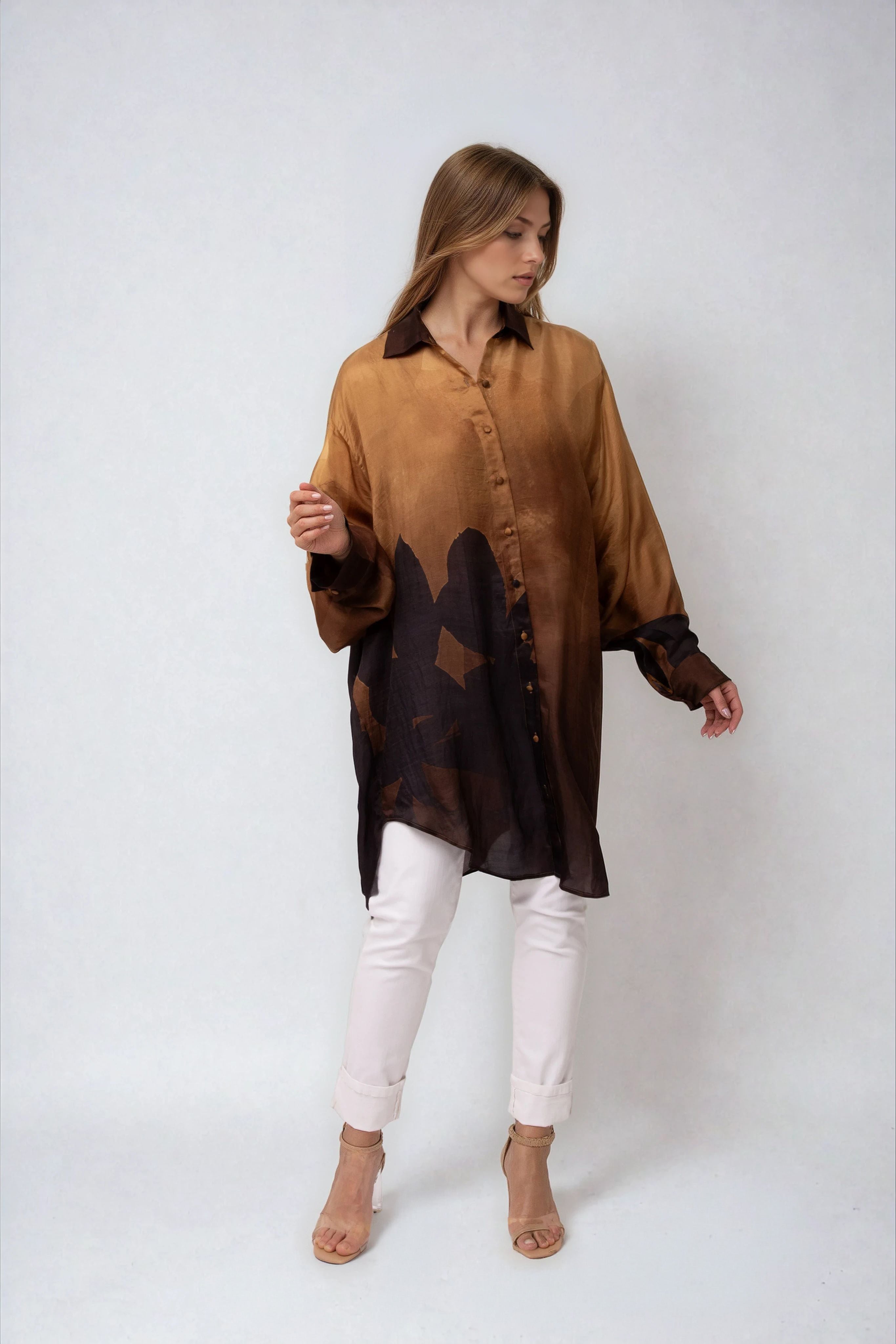 ZURI ONE-SIZE TUNIC IN ITALIAN SILK GOLDEN HOUR