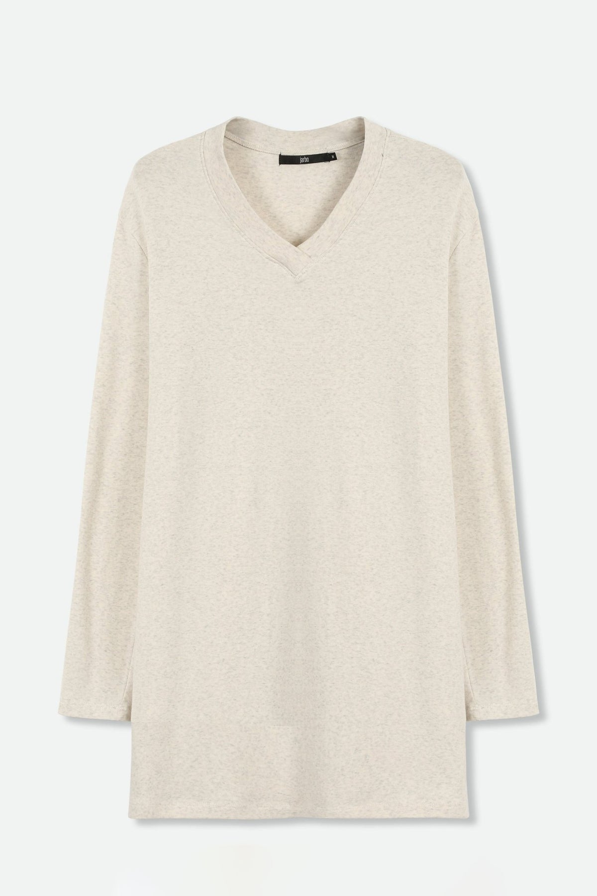 A LINE V NECK LONG SLEEVE TUNIC IN HEATHERED PIMA COTTON STRETCH