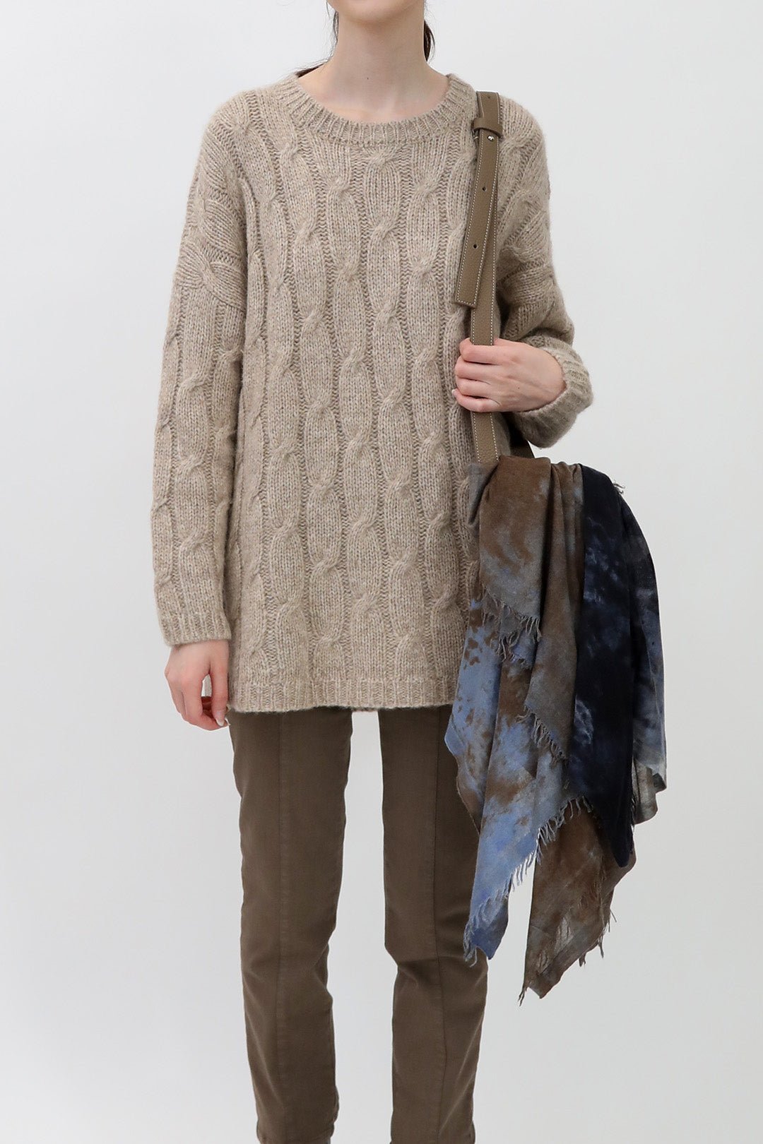 ABRAZO PULLOVER CABLE CREW IN BABY ALPACA AND FINE MERINO BLEND - Jarbo