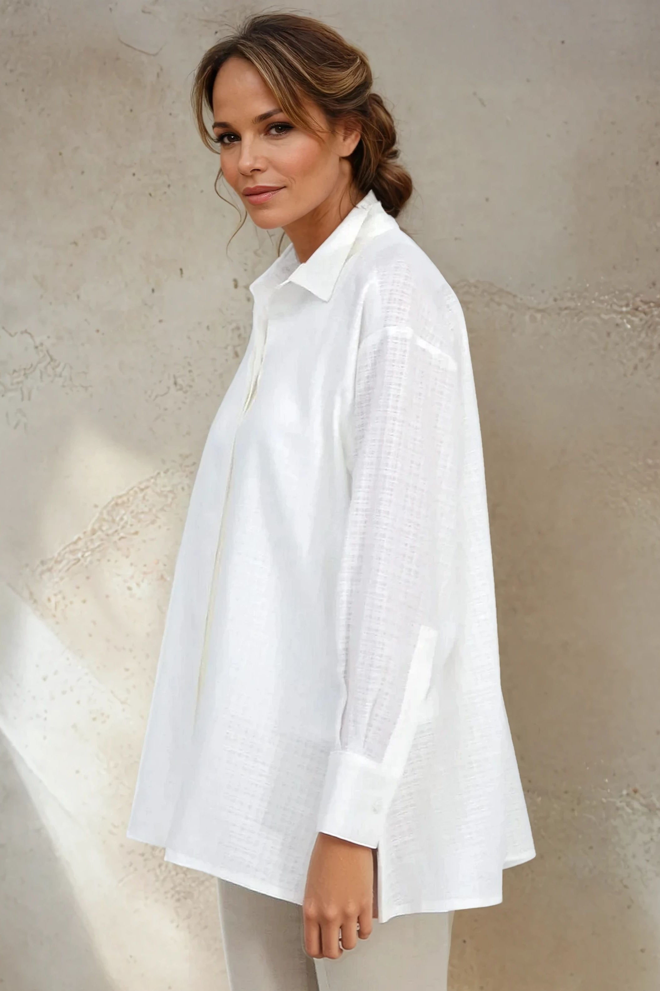ADRIA SHIRT IN ITALIAN COTTON WHITE WEAVE - Jarbo