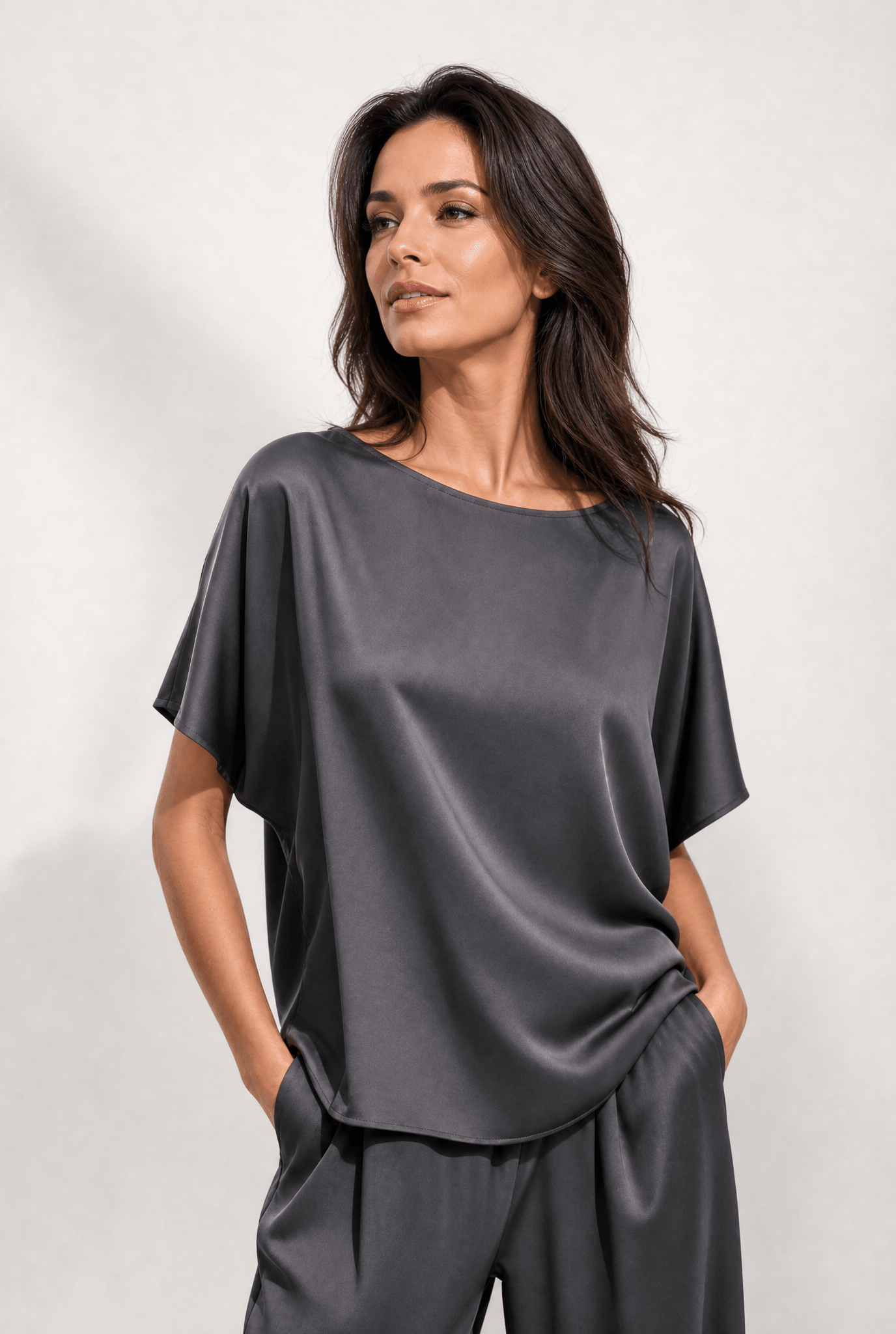 ALBA BLOUSE IN SILK CHARMEUSE - Jarbo
