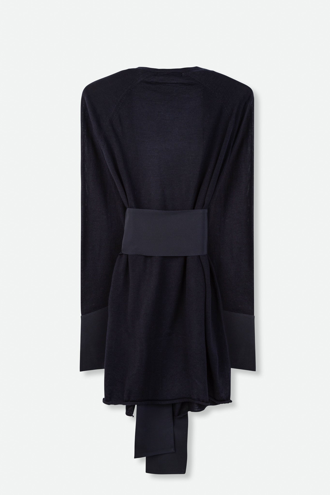 ALIA SILK CUFF CARDIGAN IN MERINO WOOL - Jarbo