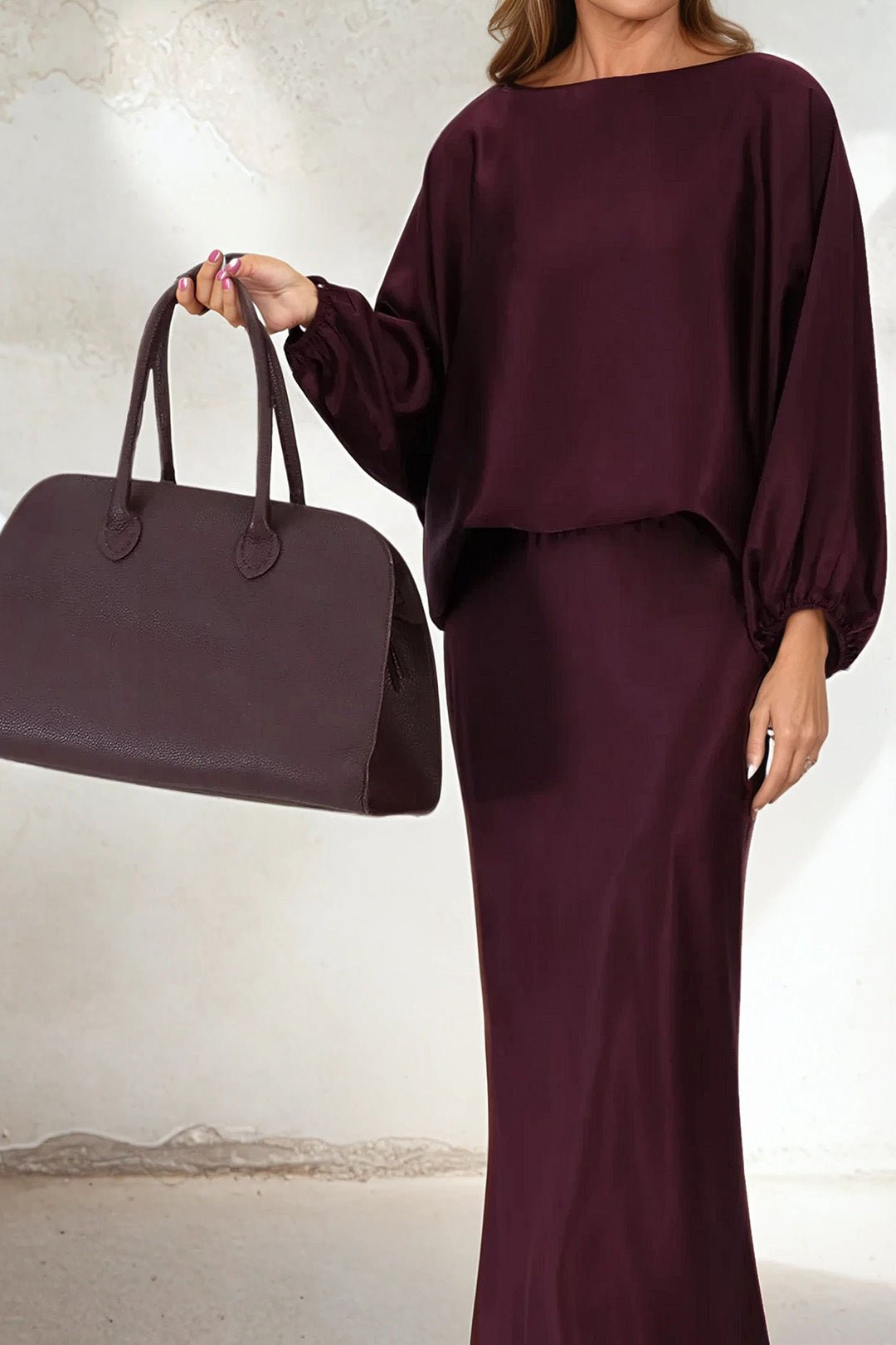 ANDIE ONE - SIZE BOATNECK BLOUSE IN SILK CHARMEUSE - Jarbo