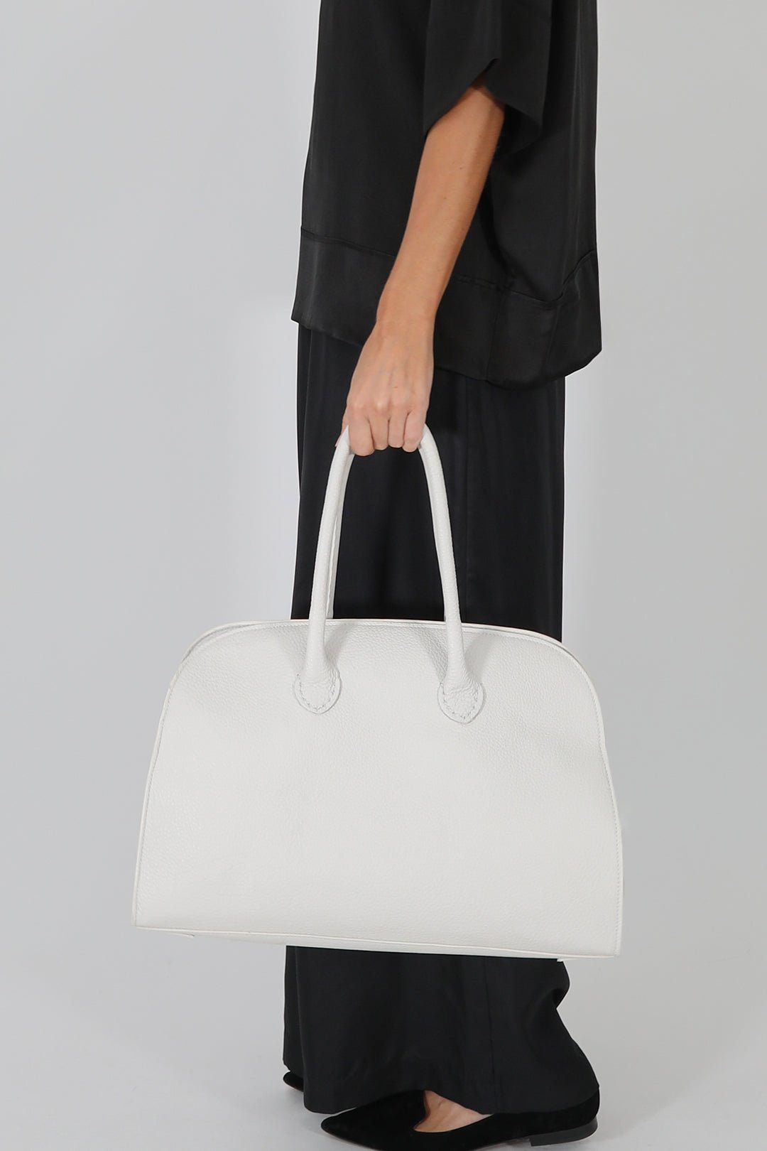 ARDEN HANDBAG IN ITALIAN LEATHER BUTTER WHITE - Jarbo