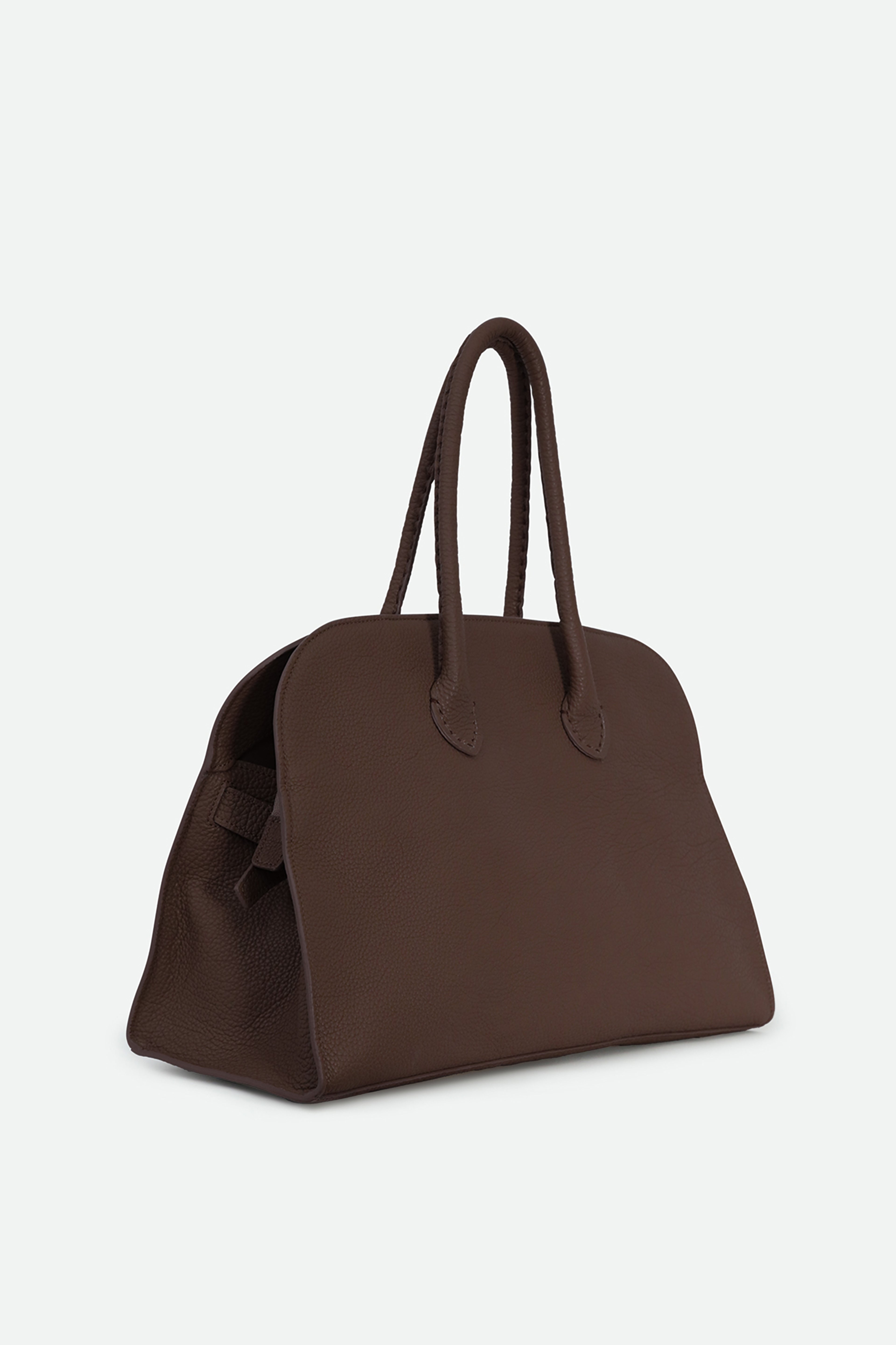 ARDEN HANDBAG IN ITALIAN LEATHER CHOCOLATE - Jarbo