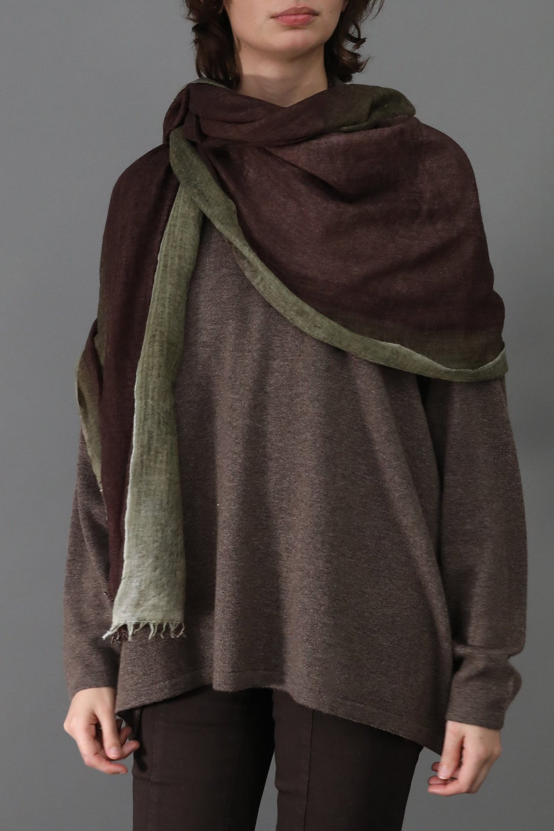 ARMY BRONZED SCARF IN HAND DYED CASHMERE - Jarbo