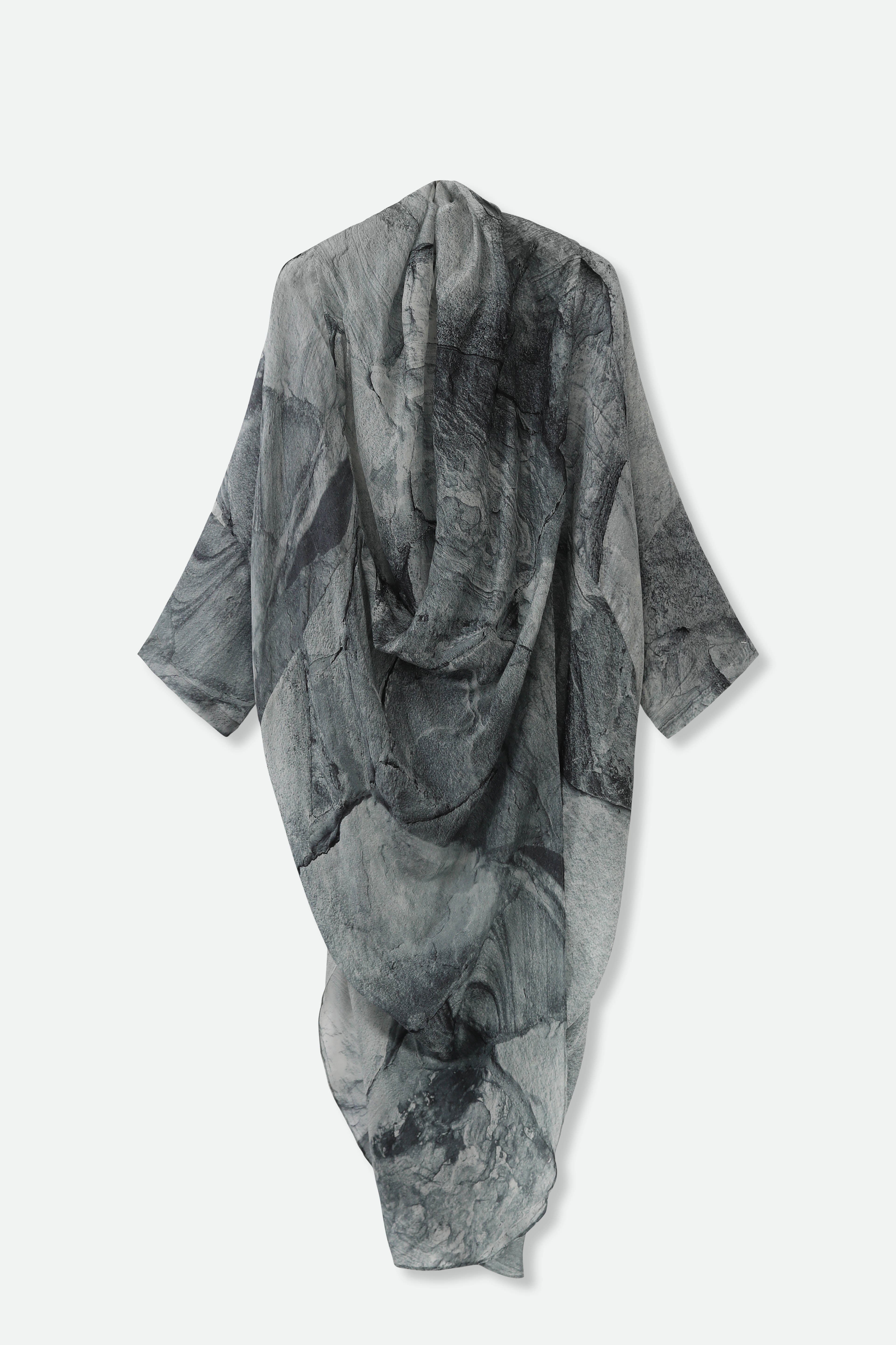 ATHENA CAPE WRAP IN SILK VOILE IN STONEY GREY - Jarbo