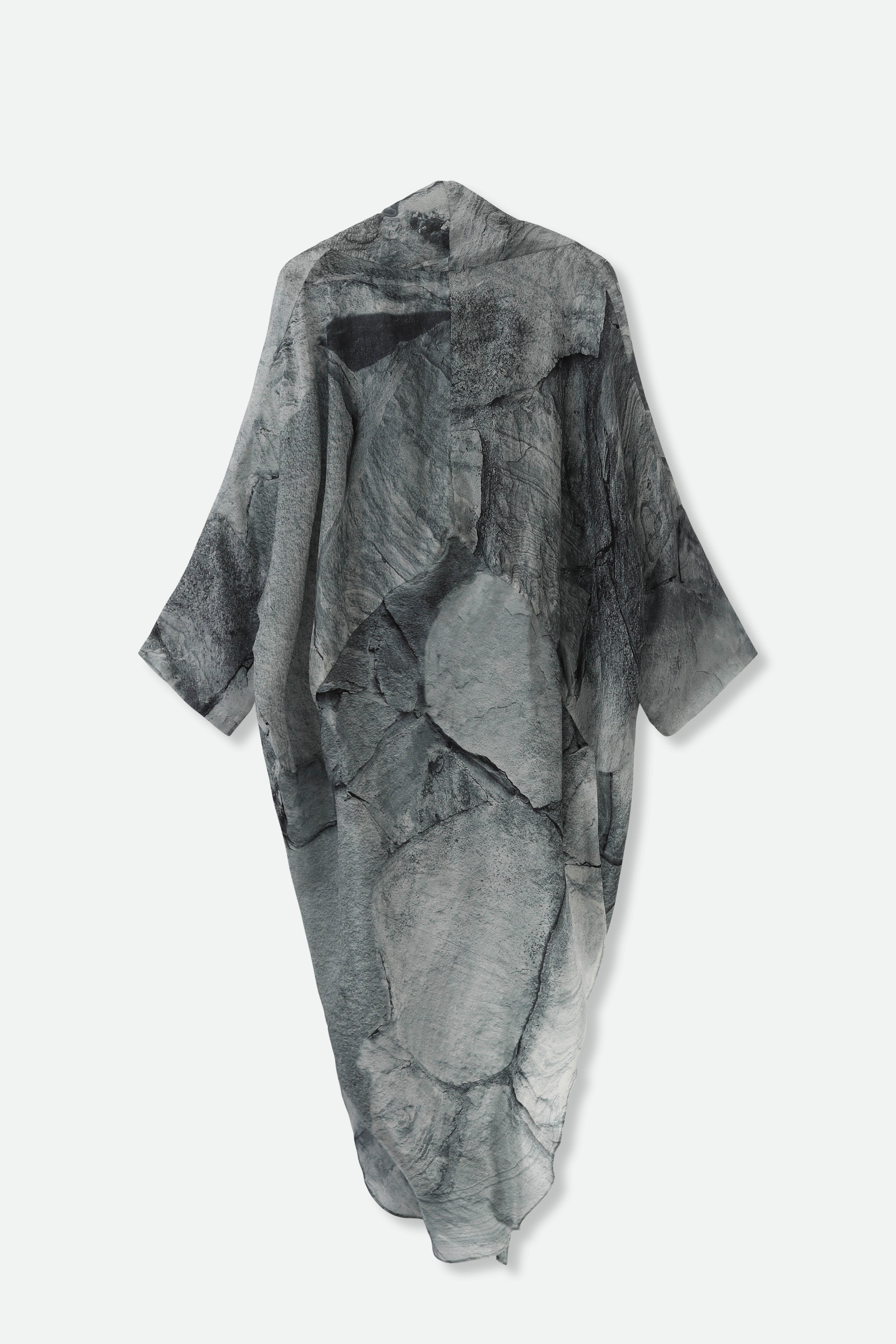 ATHENA CAPE WRAP IN SILK VOILE IN STONEY GREY - Jarbo