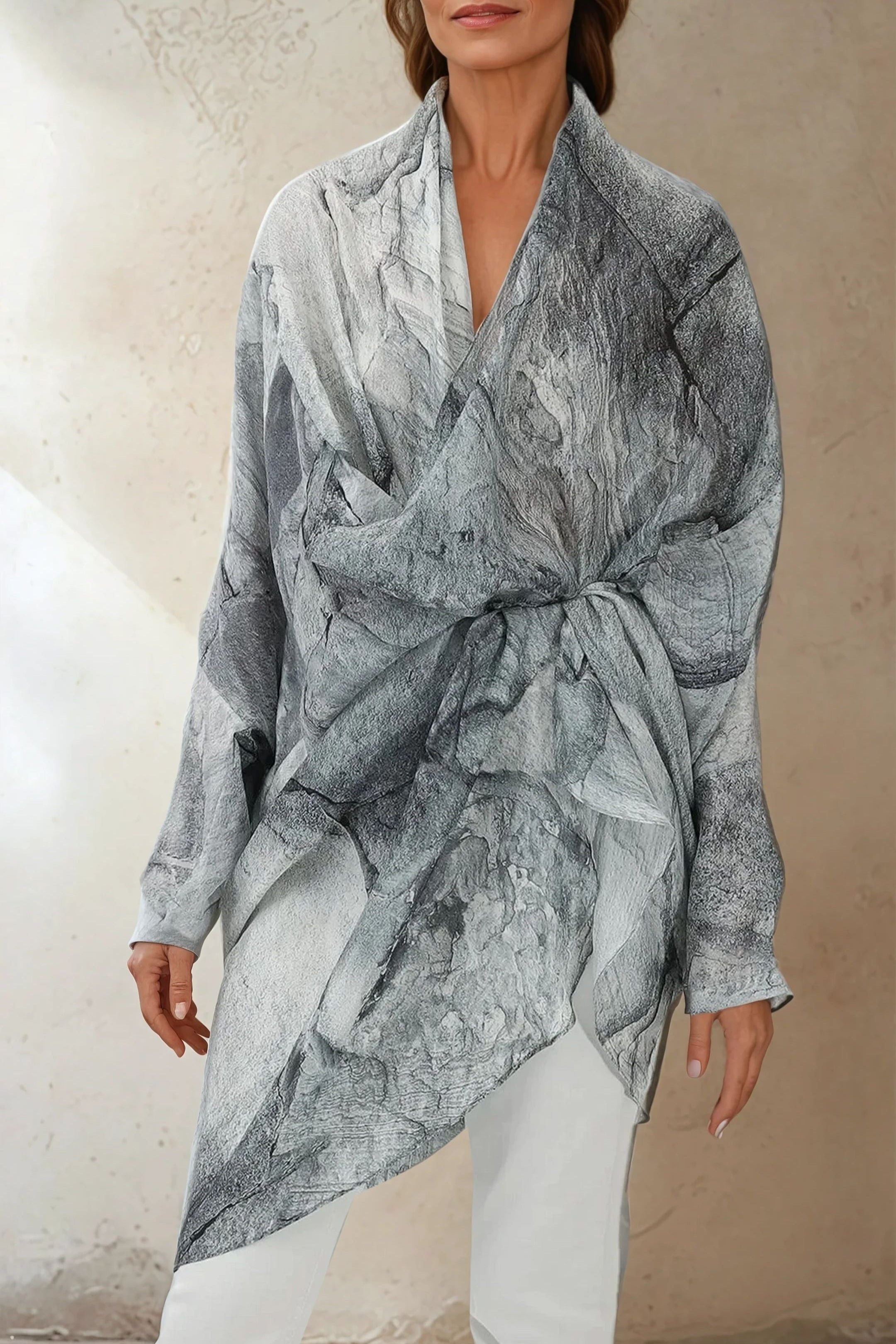 ATHENA CAPE WRAP IN SILK VOILE IN STONEY GREY - Jarbo