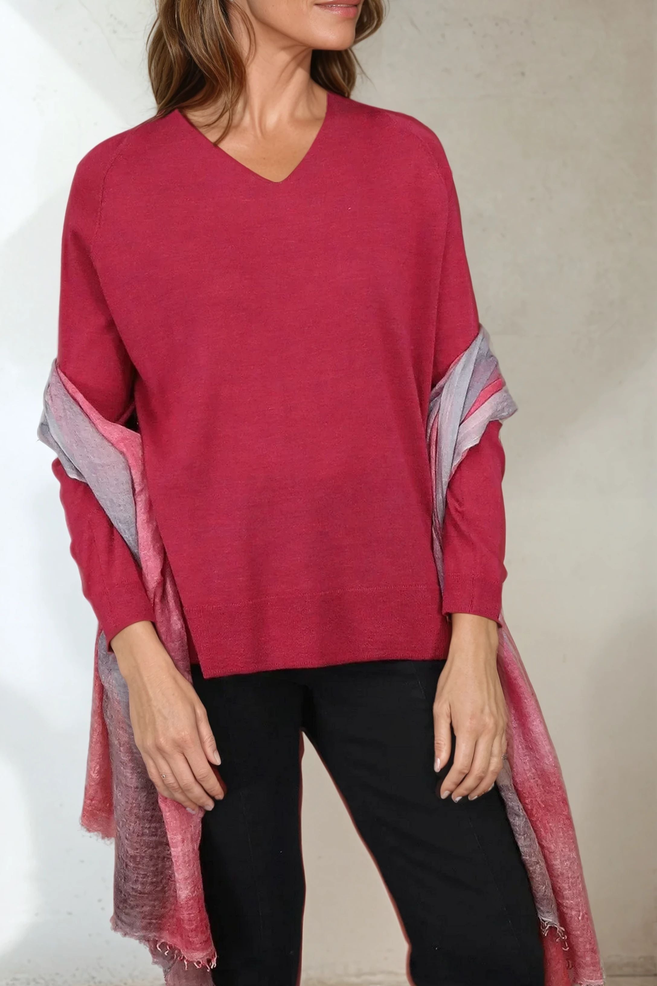 AVERY AMICO BOYFRIEND V NECK IN FINE ITALIAN MERINO - Jarbo