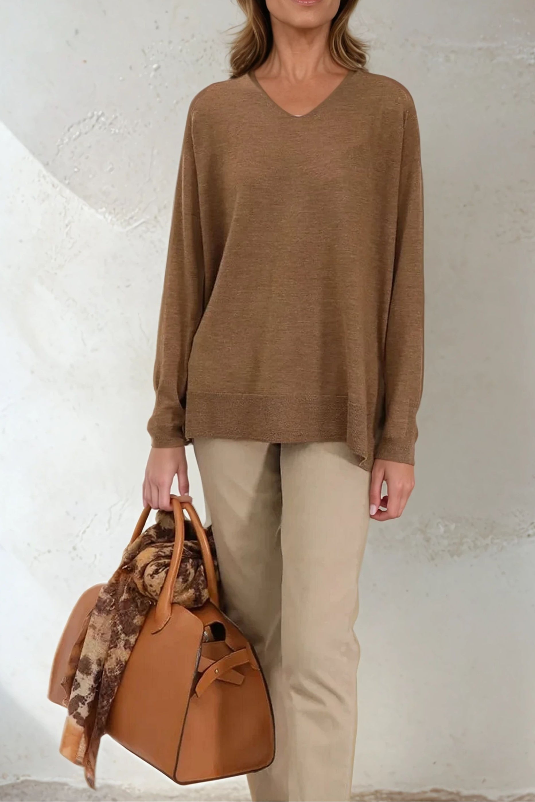 AVERY AMICO BOYFRIEND V NECK IN FINE ITALIAN MERINO - Jarbo