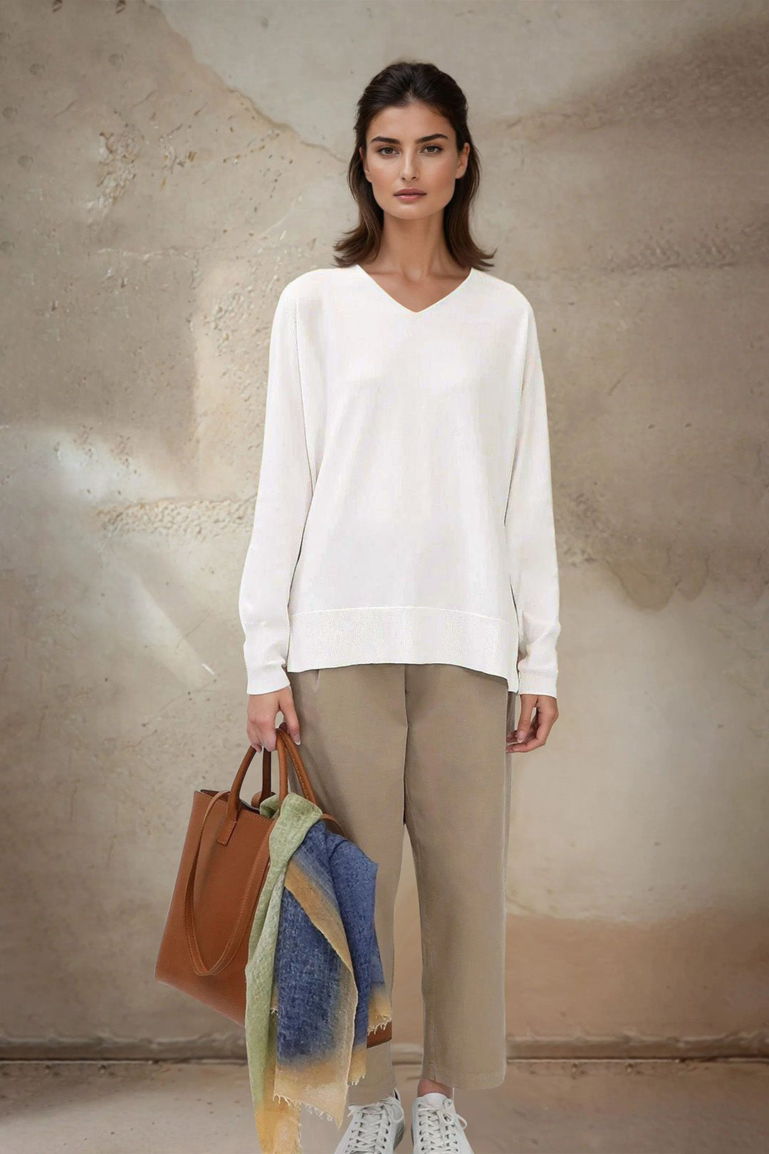 LIMITED EDITION AVERY V NECK TUNIC IN DOUBLE KNIT PIMA COTTON