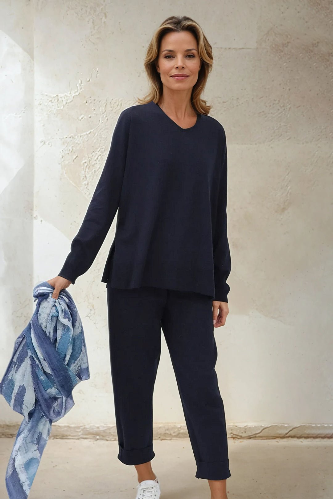 AVERY V NECK TUNIC IN DOUBLE KNIT PIMA COTTON - Jarbo