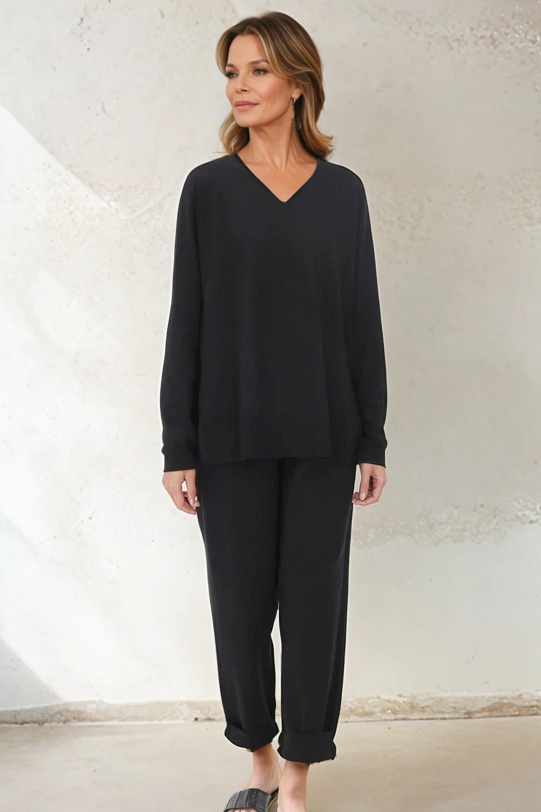 AVERY V NECK TUNIC IN DOUBLE KNIT PIMA COTTON - Jarbo