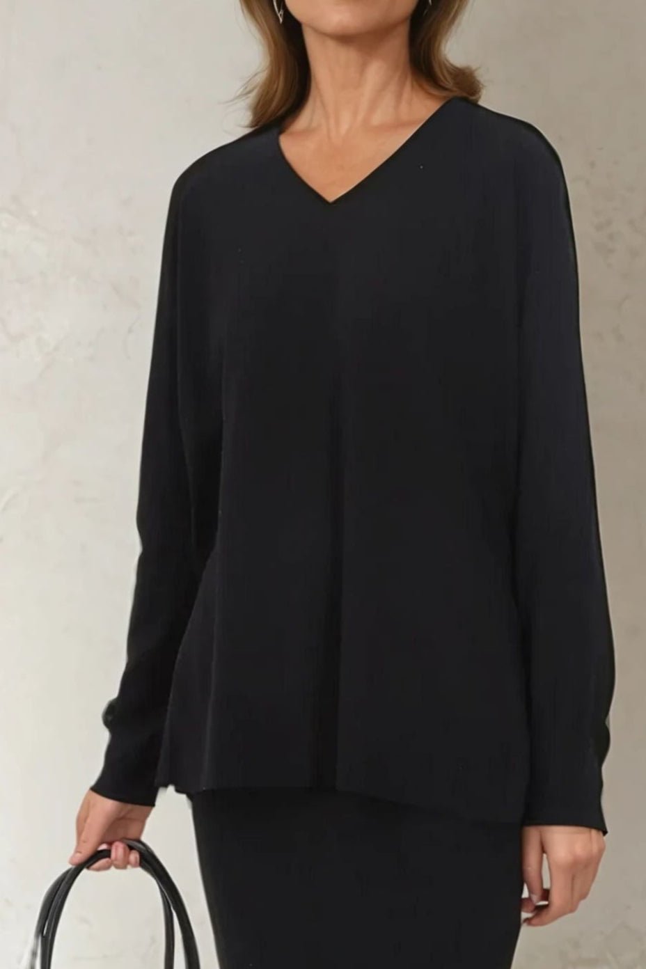 AVERY V NECK TUNIC IN DOUBLE KNIT PIMA COTTON - Jarbo