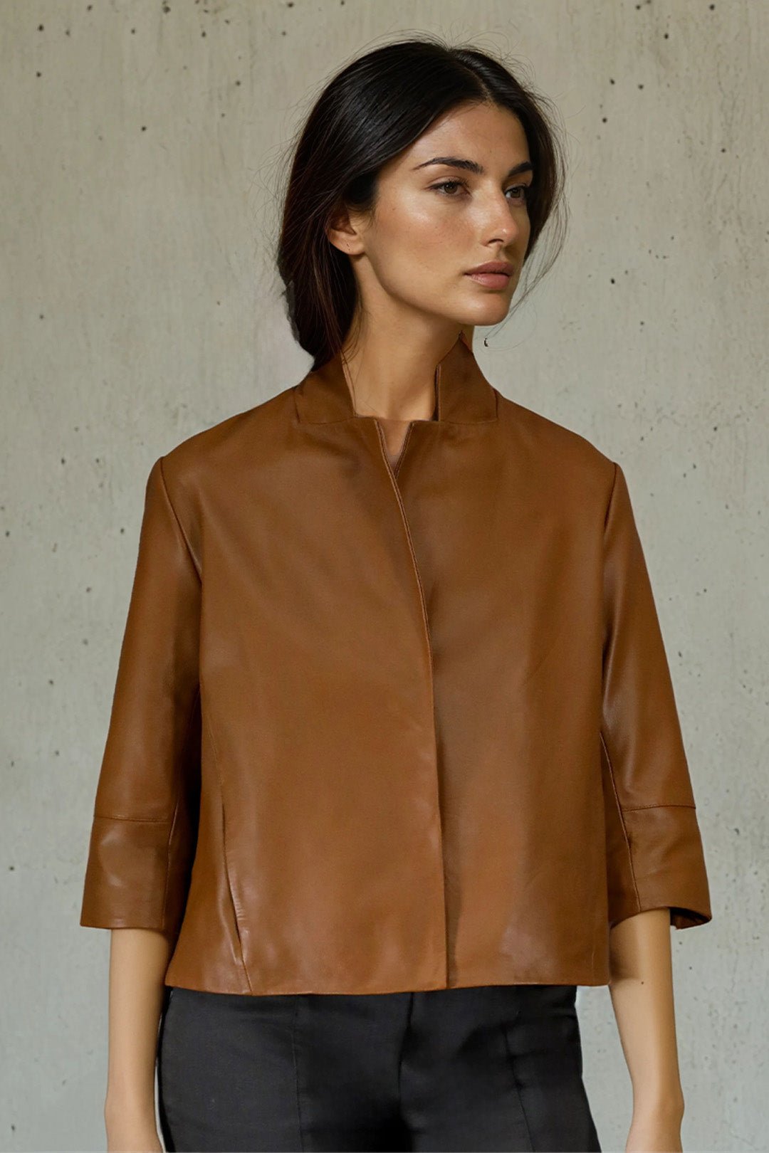 BELLAMY CROPPED LEATHER JACKET - Jarbo