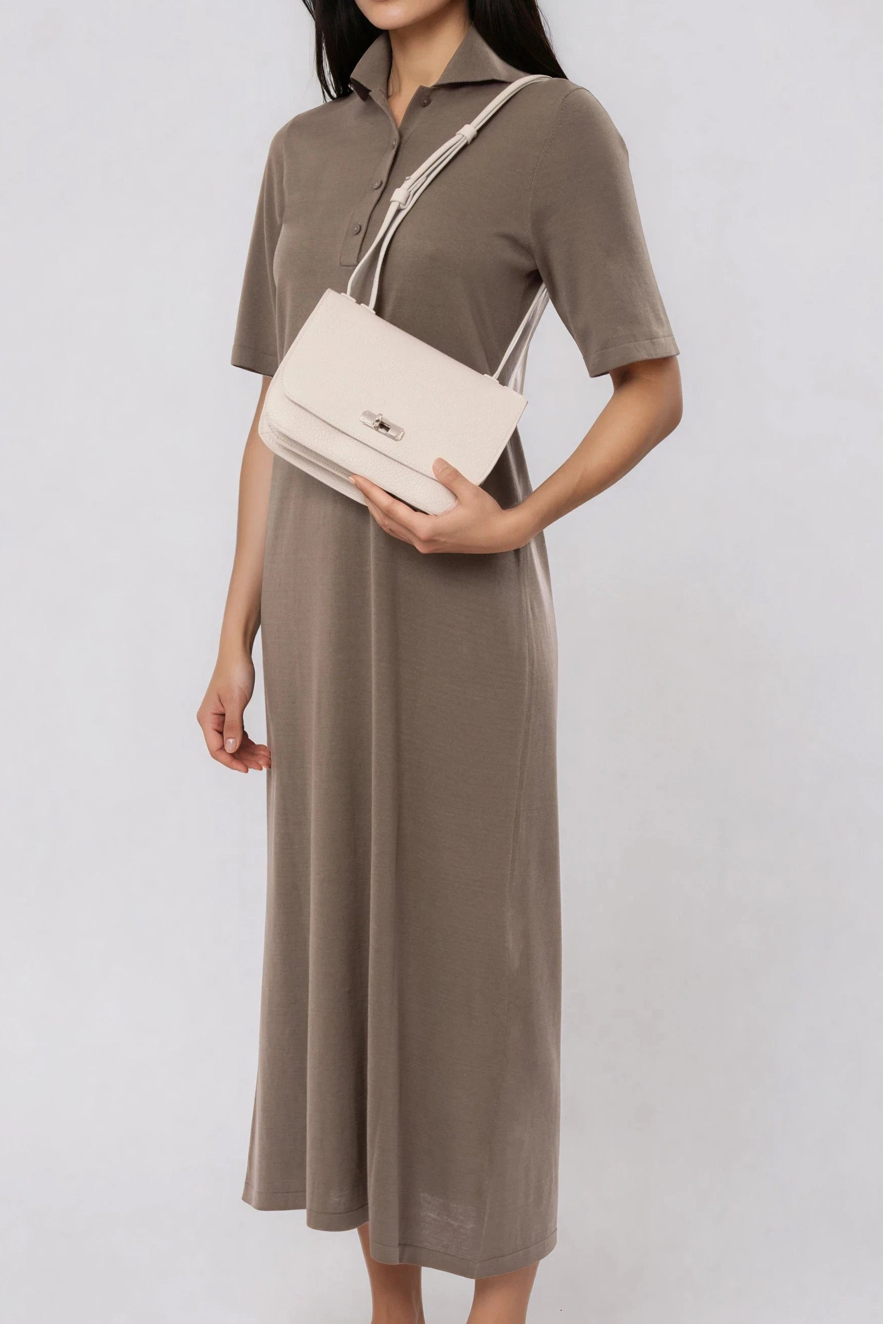 BEXLEY SHOULDER BAG IN ITALIAN LEATHER BUTTER WHITE - Jarbo