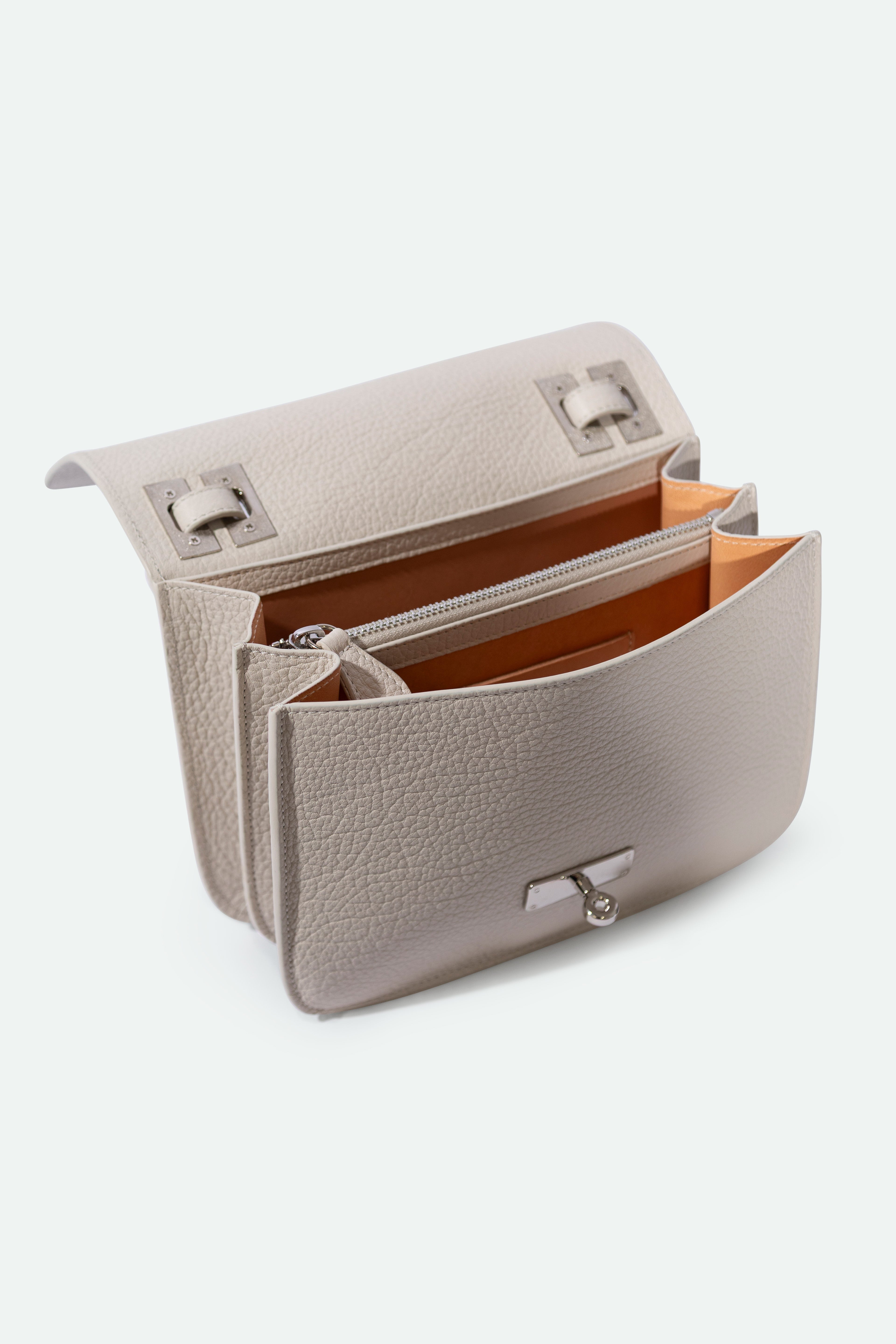 BEXLEY SHOULDER BAG IN ITALIAN LEATHER BUTTER WHITE - Jarbo