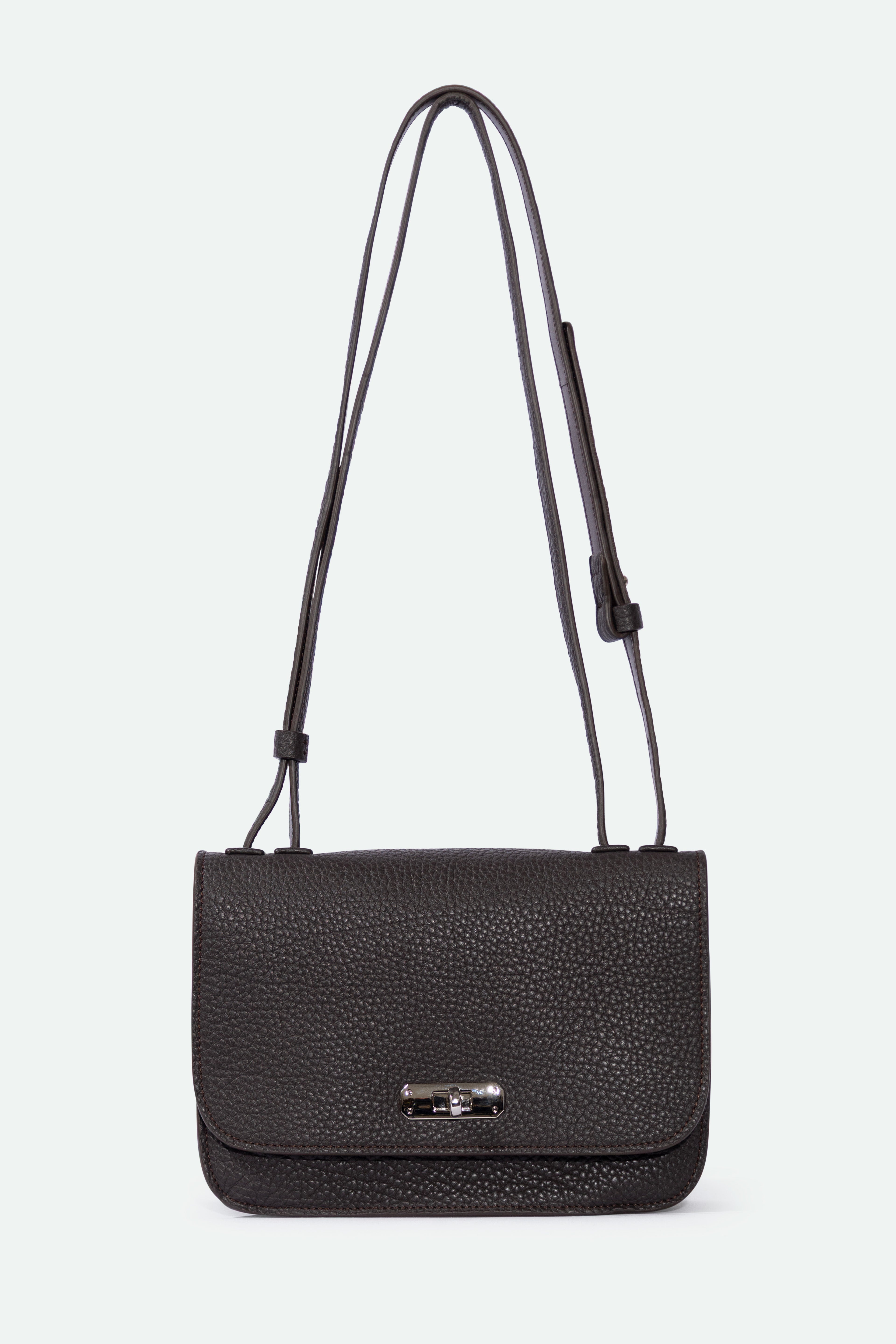 BEXLEY SHOULDER BAG IN ITALIAN LEATHER DARK CHOCOLATE BROWN - Jarbo