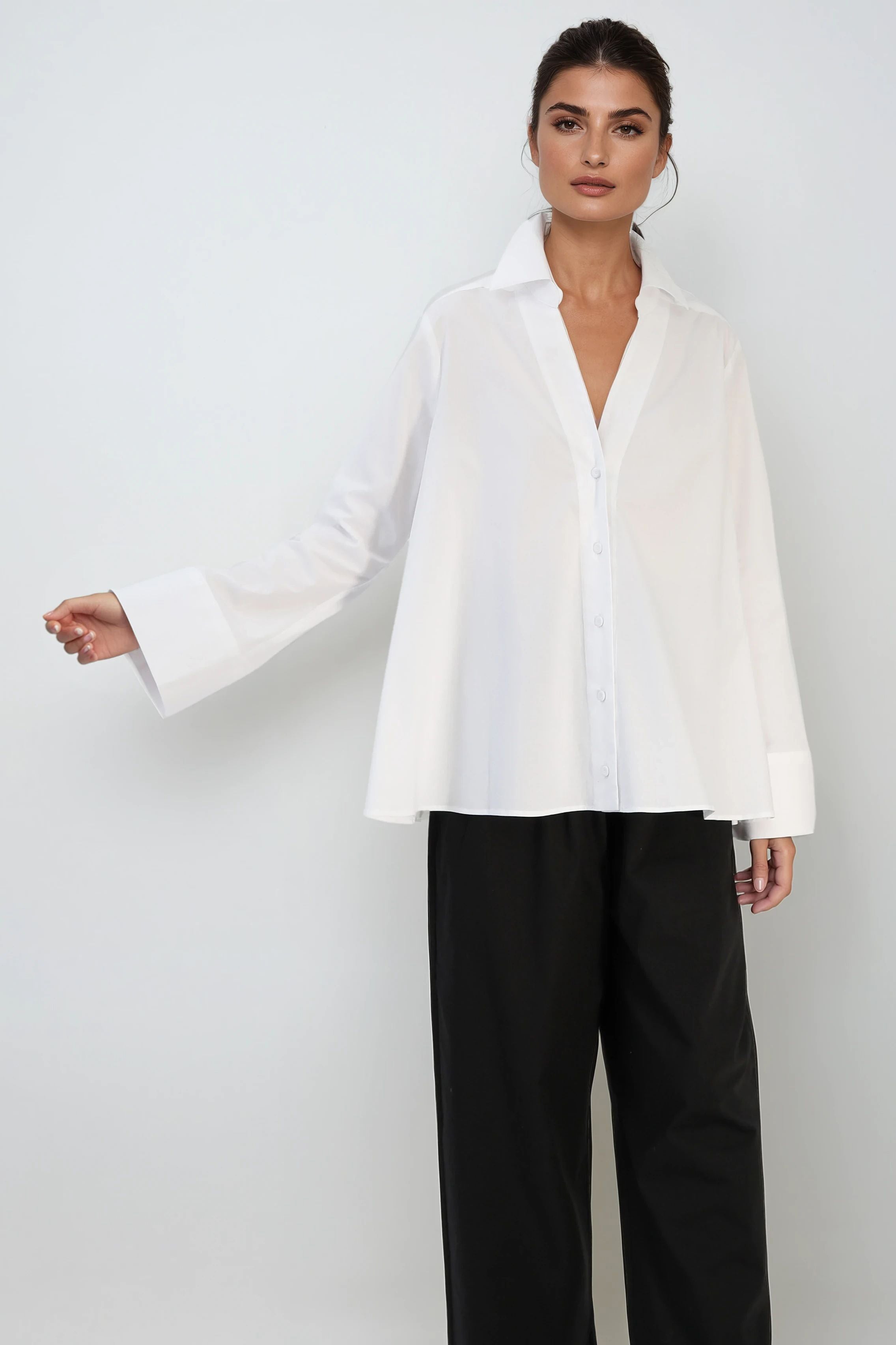 BOBBIE SHIRT IN ITALIAN COTTON POPLIN STRETCH