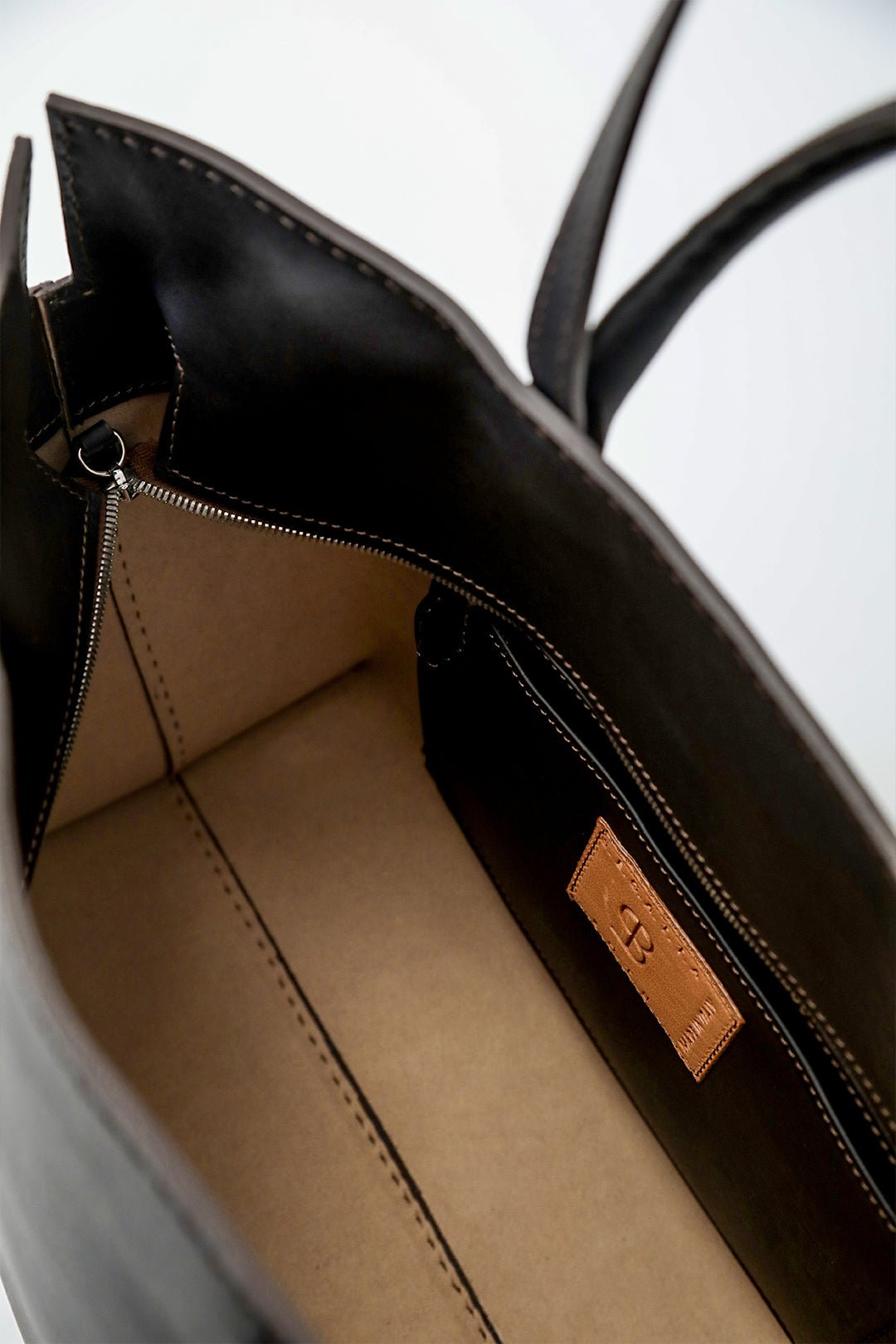 BOLZANO FRENCH BARENIA LEATHER TOTE IN ESPRESSO - Jarbo