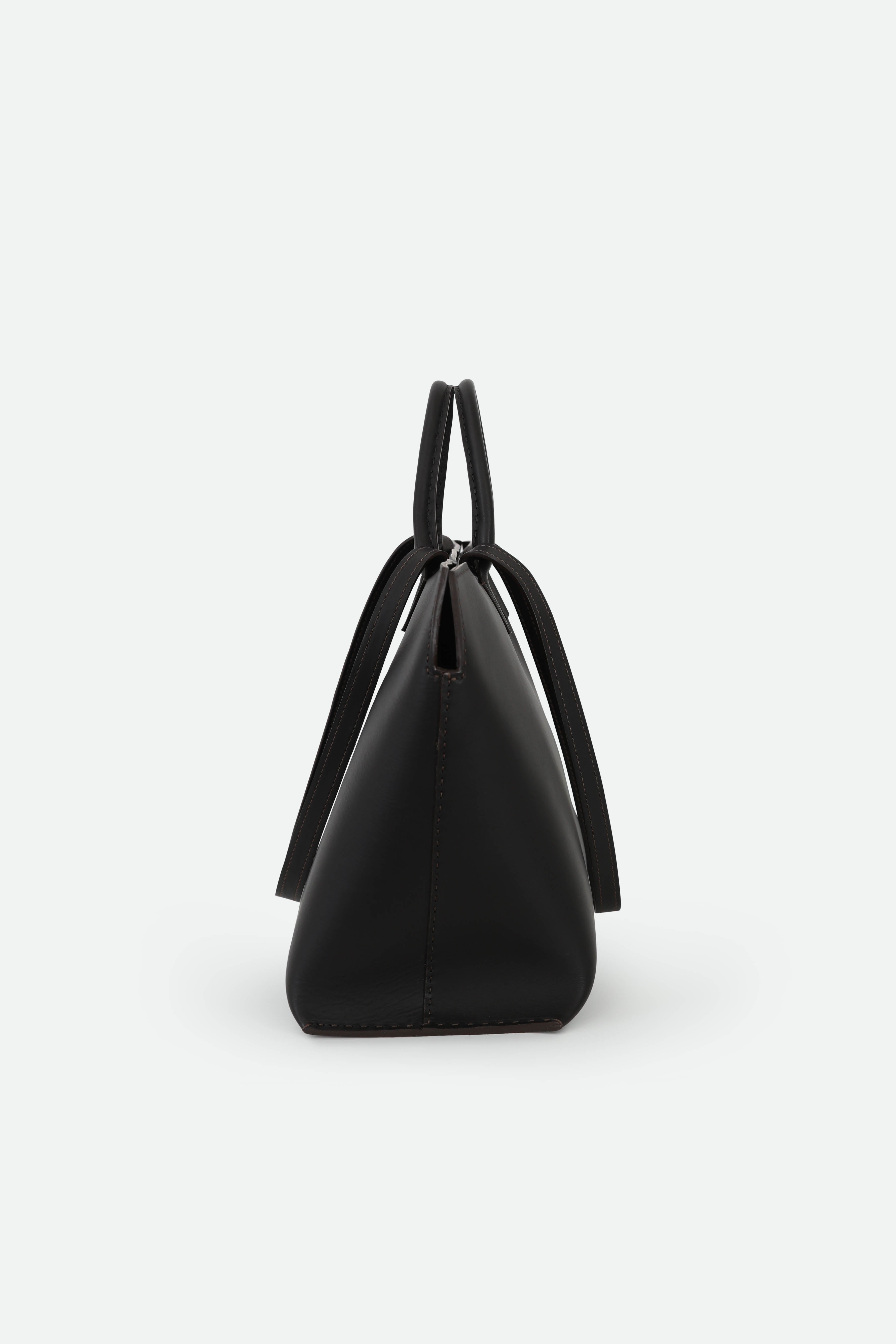 BOLZANO FRENCH BARENIA LEATHER TOTE IN ESPRESSO - Jarbo