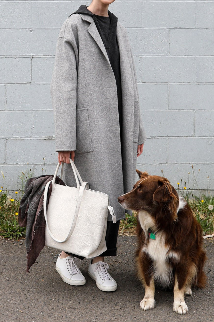 Bolzano Italian Leather Tote in Butter White - Jarbo