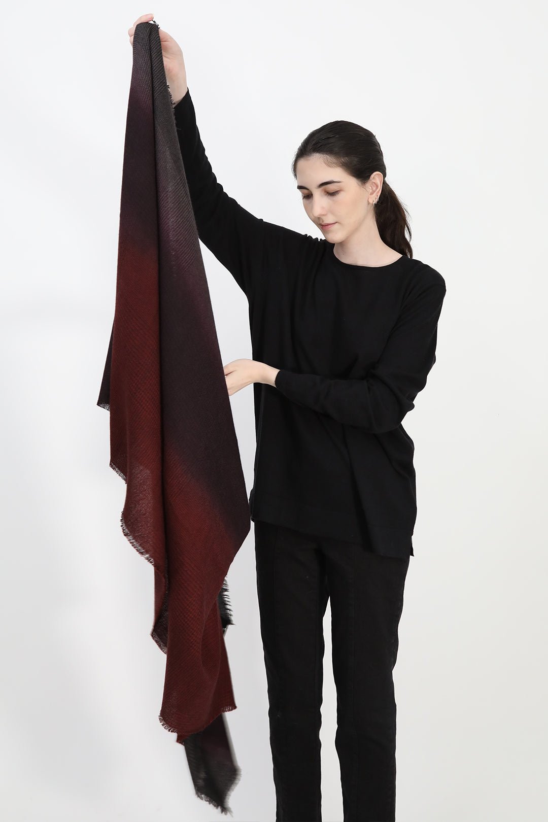 BORDEAUX CHECK ITALIAN CASHMERE SCARF - Jarbo